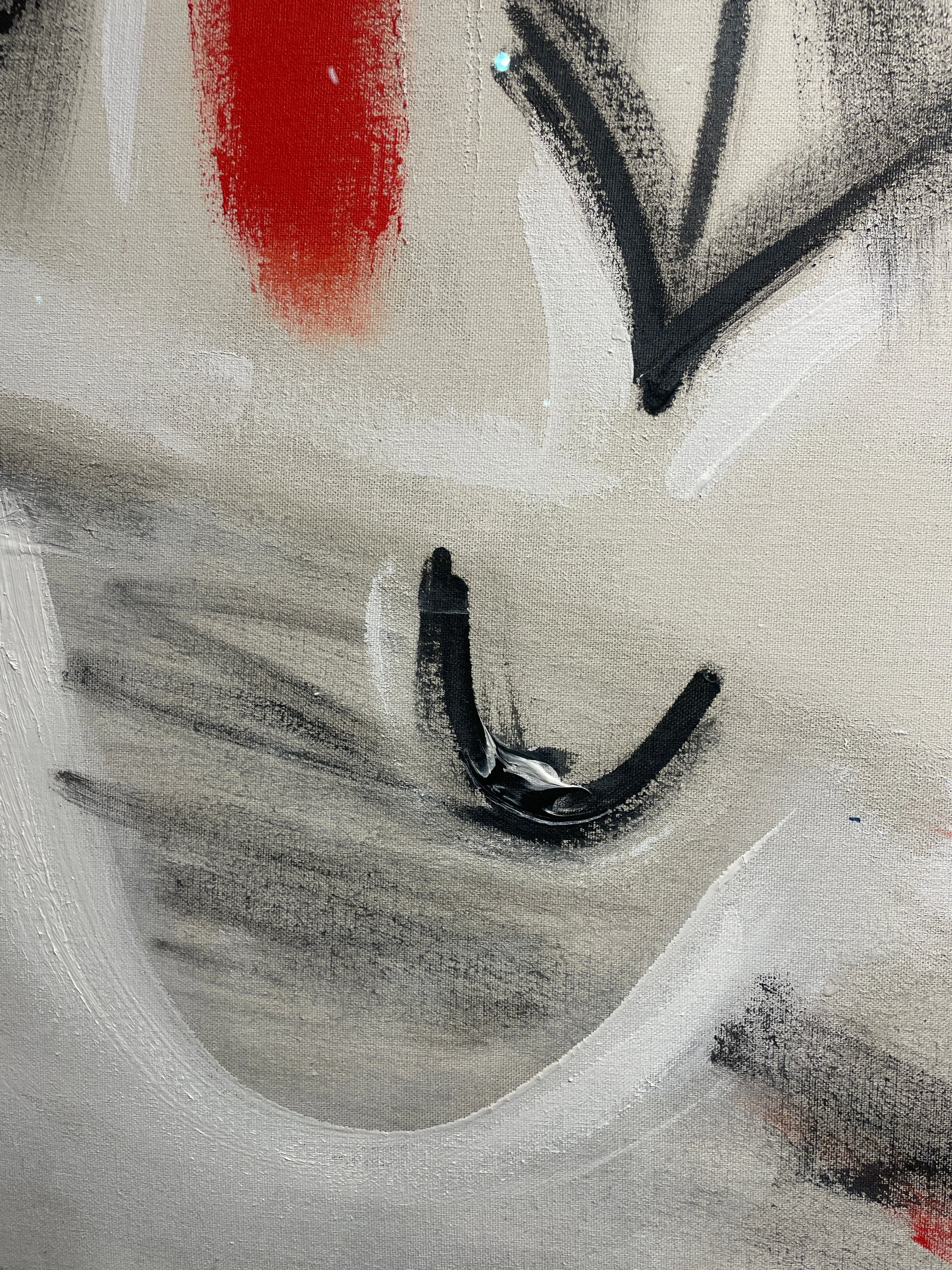 Sir Terry Frost RA, 'Three Chevrons &amp; Spiral for Red, Black and White' (1994), oil on canvas – art for sale and art rental