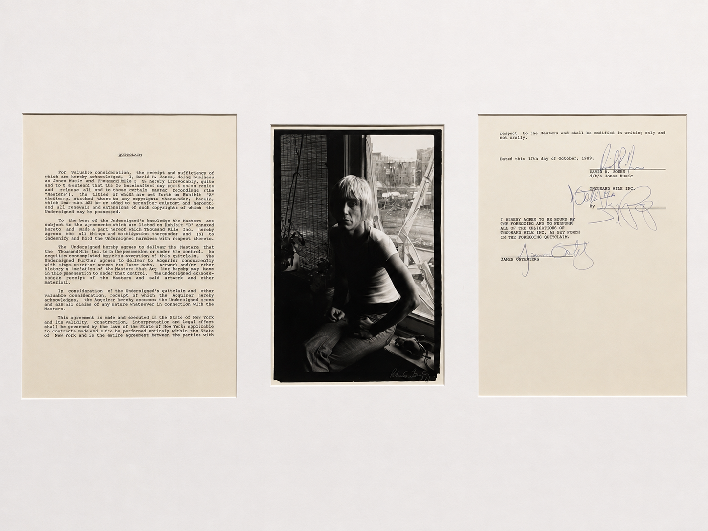David Bowie &amp; Iggy Pop Signed Contract/Document