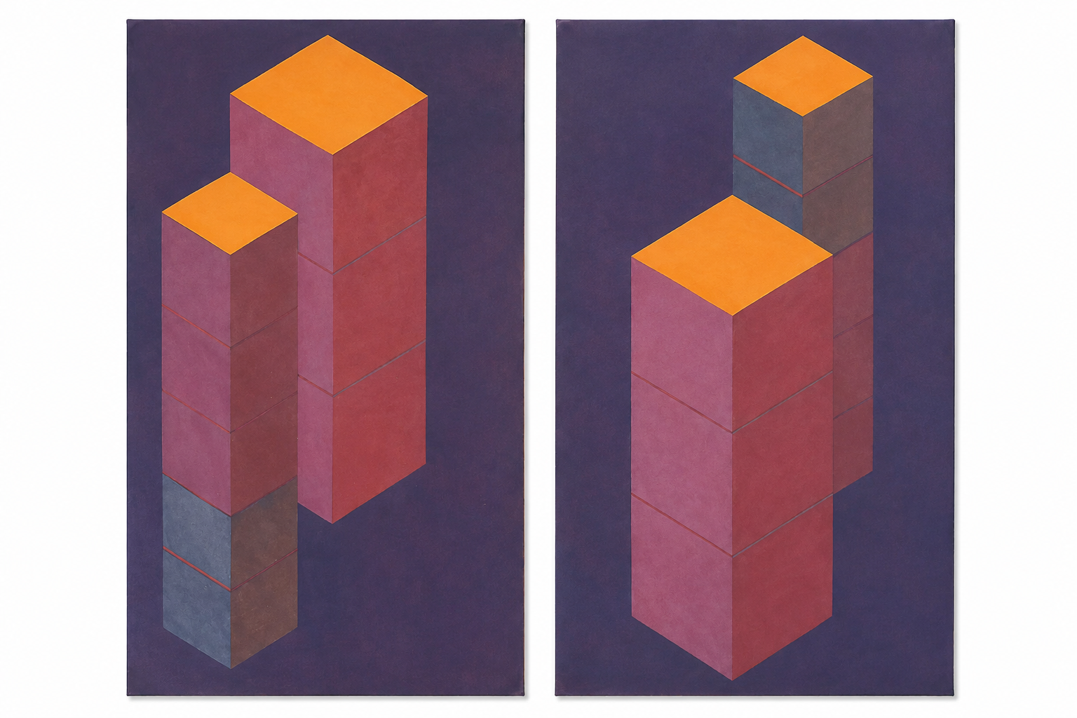 John Mitchell, 'Projected Piers II' diptych, large oil on canvas – original art for sale and art rental