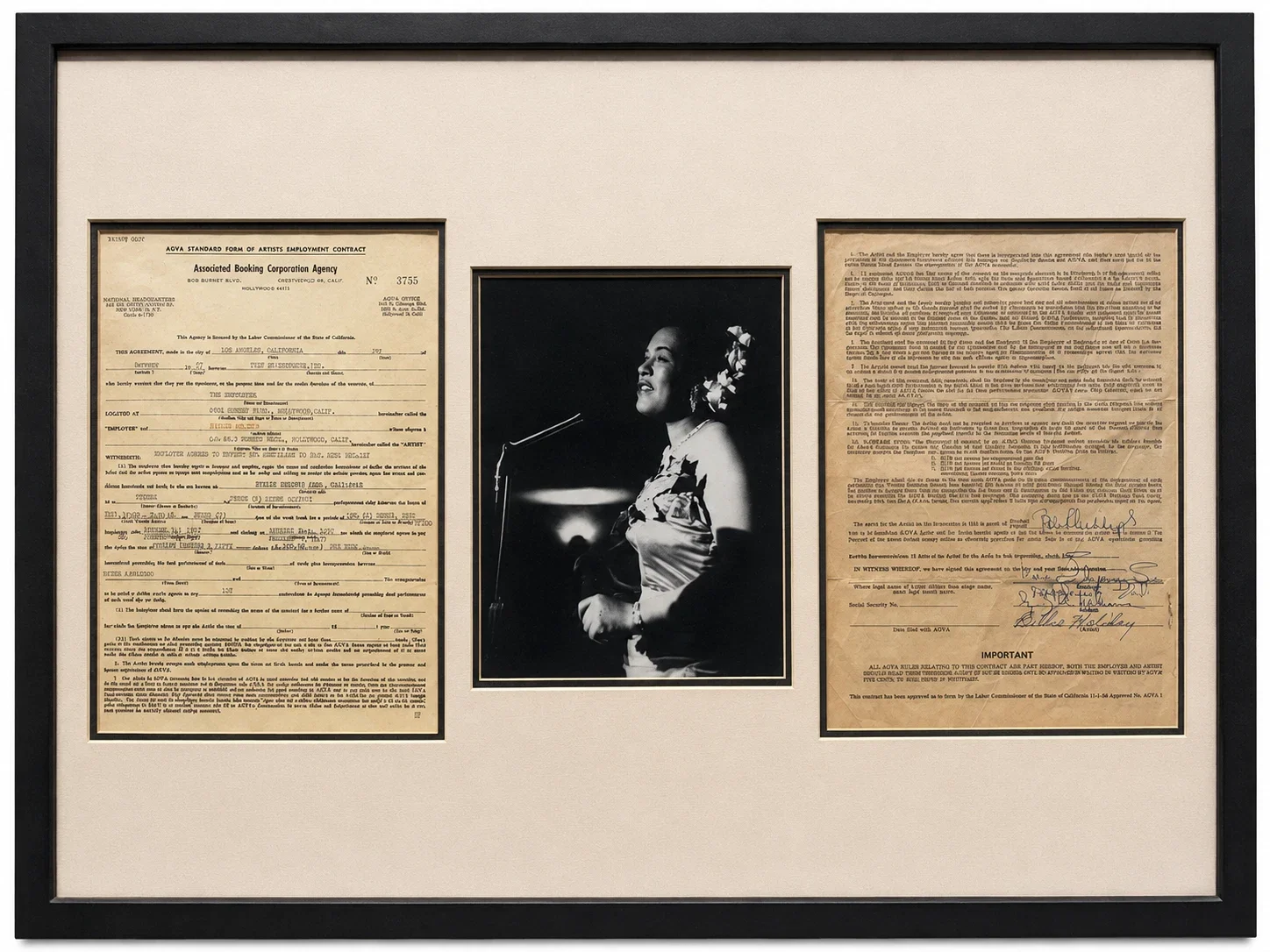 Billie Holiday Signed Music Contract- Autographed, Music Memorabilia, Jazz