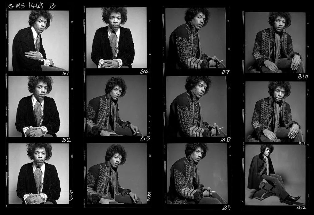 Gered Mankowitz- Jimi Hendrix Contact Sheet Circa 1967 Large Format