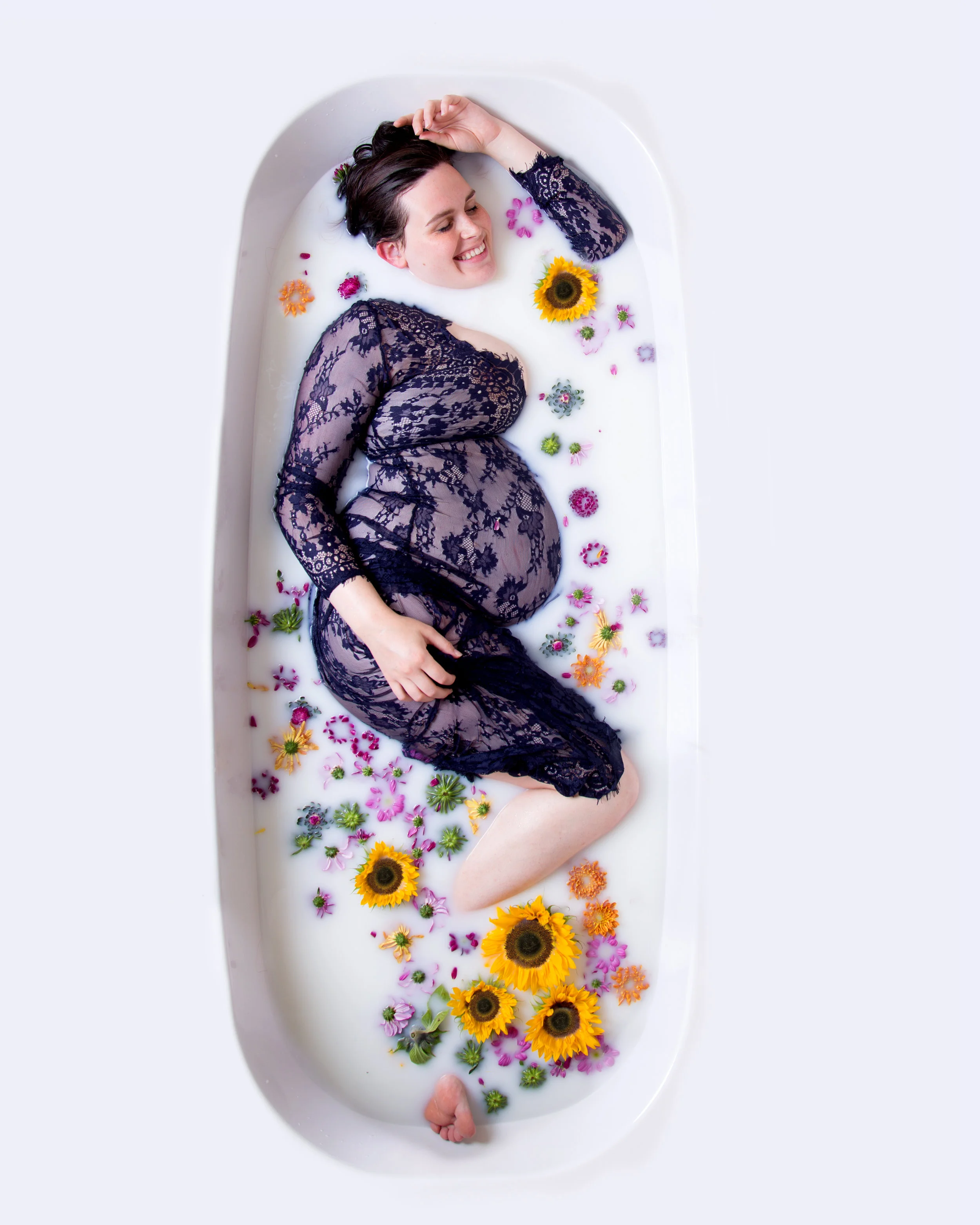 maternity milk bath sunflowers.jpg