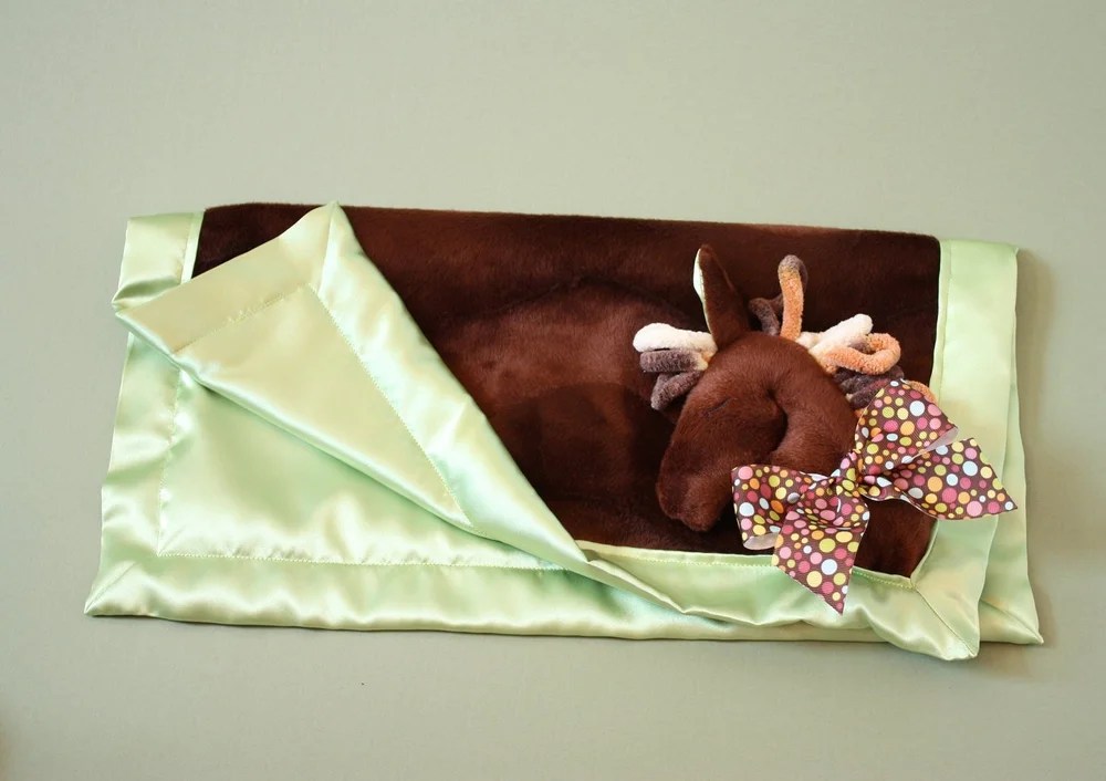 Brown Horse Security Blanket, Lovey Blanket, Satin, Baby Blanket