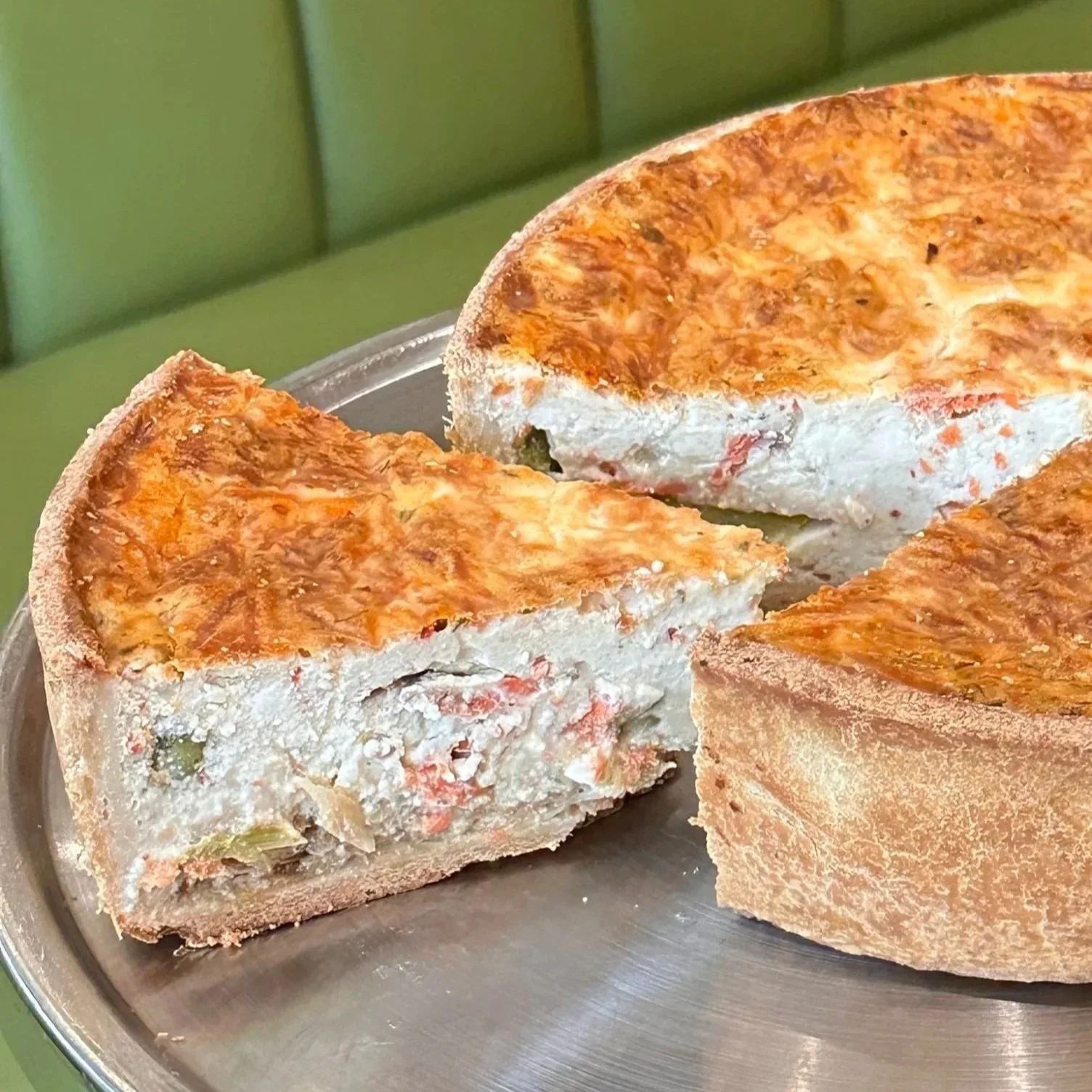 Wild Smoked Sockeye Salmon & Asparagus Quiche with Goat Cheese  (Slice)
