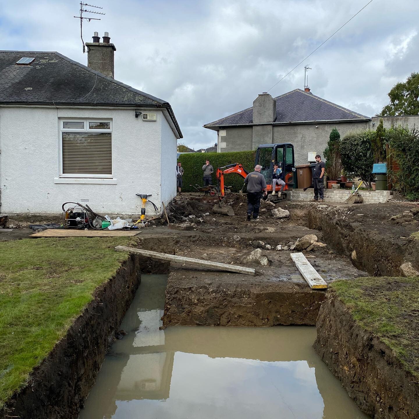 Site start at our Blackhall project in Edinburgh last week! foundations being dug ready for our insulated raft by Isoquick! #construction #contemporaryextension #passive #residentialdesign #notanarcheologicaldig