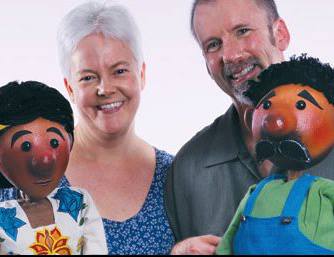 Bonny Hall and Jamie Keithline of Crabgrass Puppet Theatre