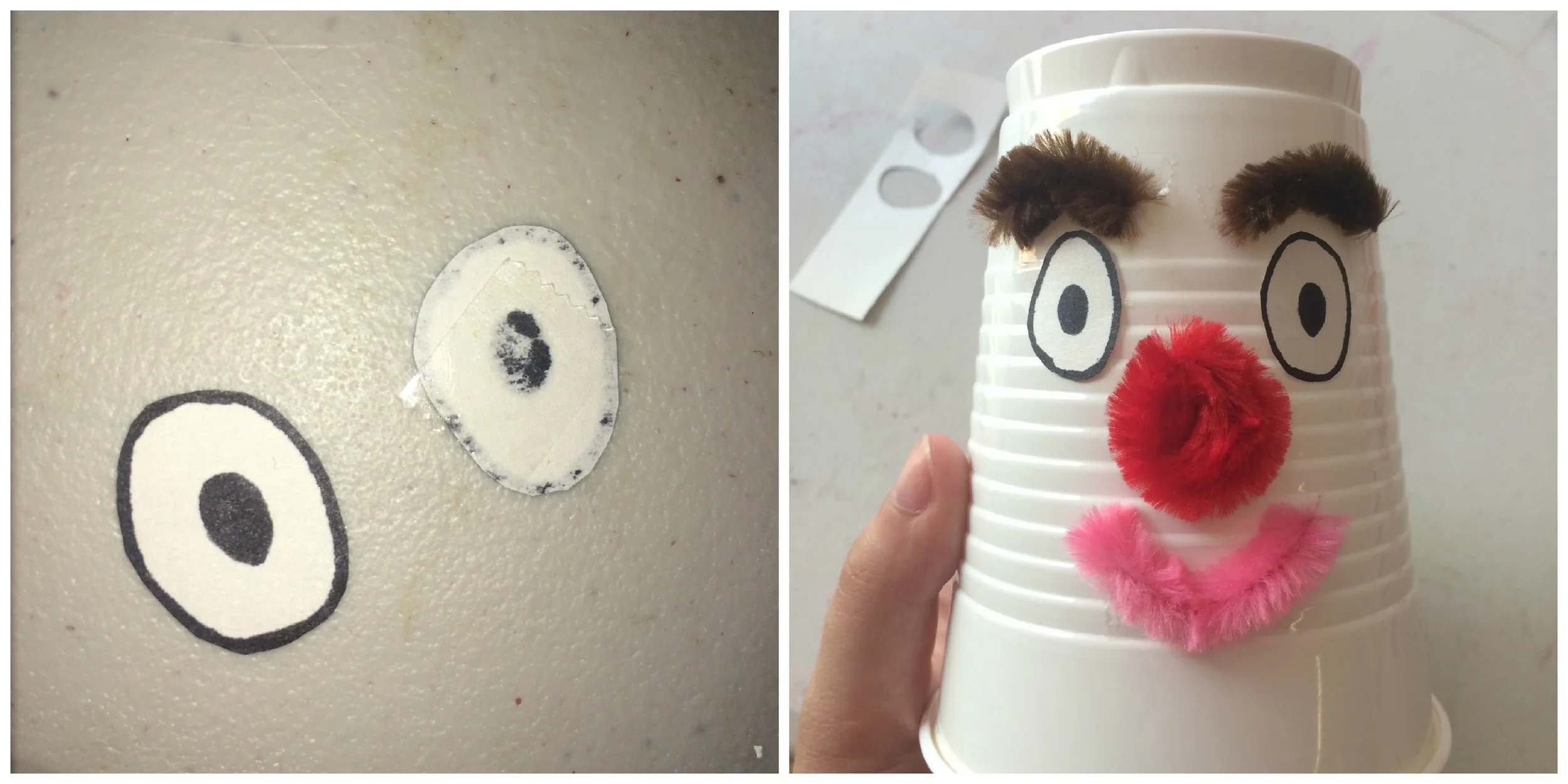 3. We suggest using googly eyes, but we couldn't find any while we were making this, so we just drew some instead! But we do think googly eyes would be much cuter. You can also add a mouth at this point. Take some artistic liberties with it! You can customize this DIY any way that you want.
