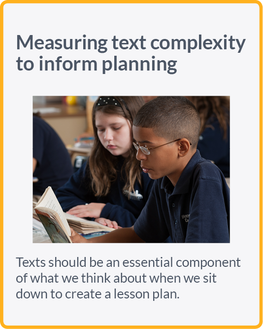 Measuring text complexity to inform planning