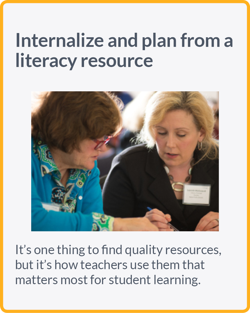 Internalize and plan from a literacy resource 