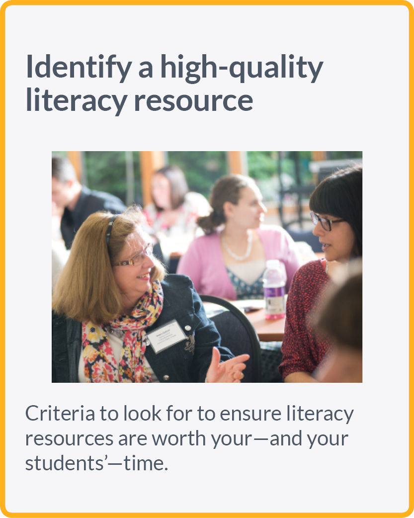 Identifying a high-quality literacy resource