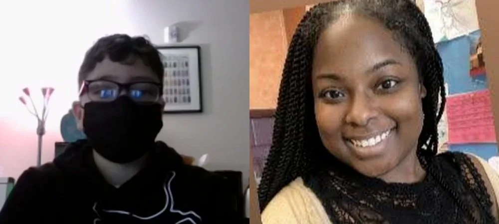 David, a fifth-grader at Honey Dew Elementary School, and his teacher, Amanda Smiley