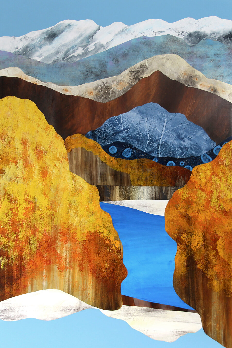  Lakeside Aspens  60x40”, Acrylic on Panel. 2020.     •SOLD  at  Gallery MAR, Park City UT  