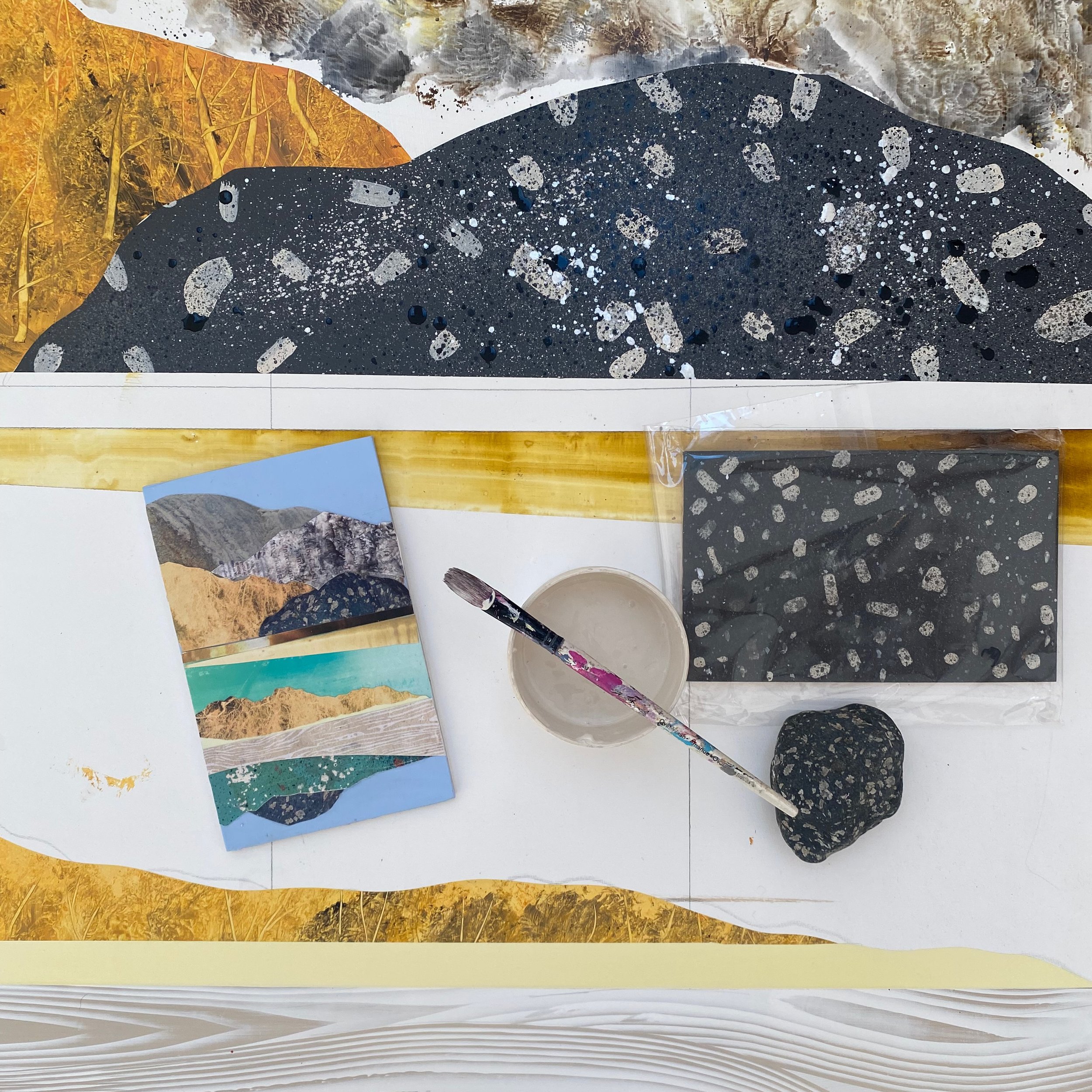 Incorporating the rock forms into the painted scene