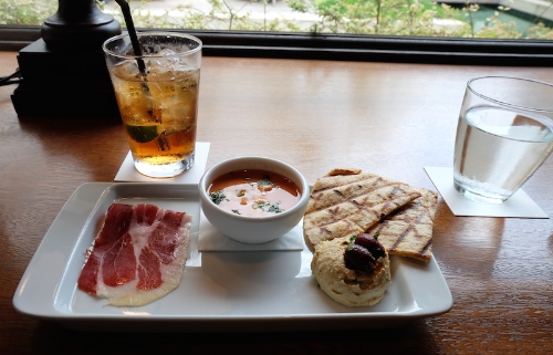 いつも、ひよこ豆のディップハムスは最高!w/ ロブスターガスパチョ& イベリコ生ハム