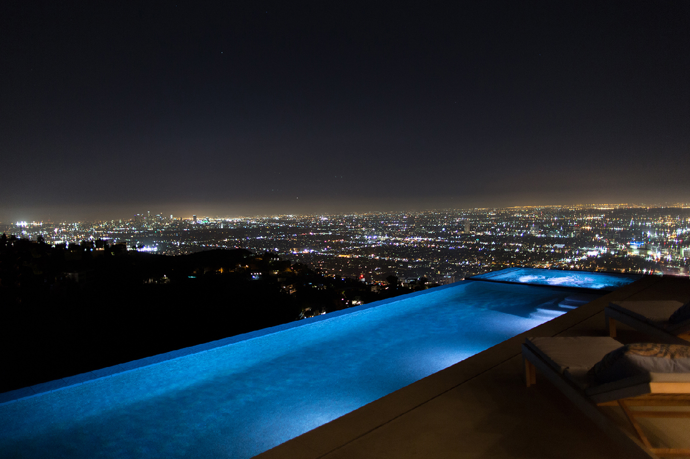Infinity Pool at Night Overlooking Los Angeles