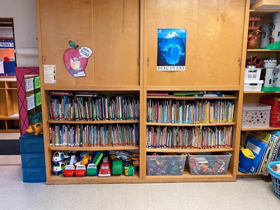 Our lending library in The Discovery Room (3s classroom)
