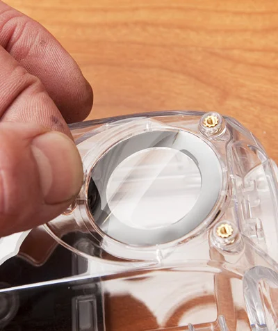 Removal of the plastic from the housing lens. Do this before you start shooting.