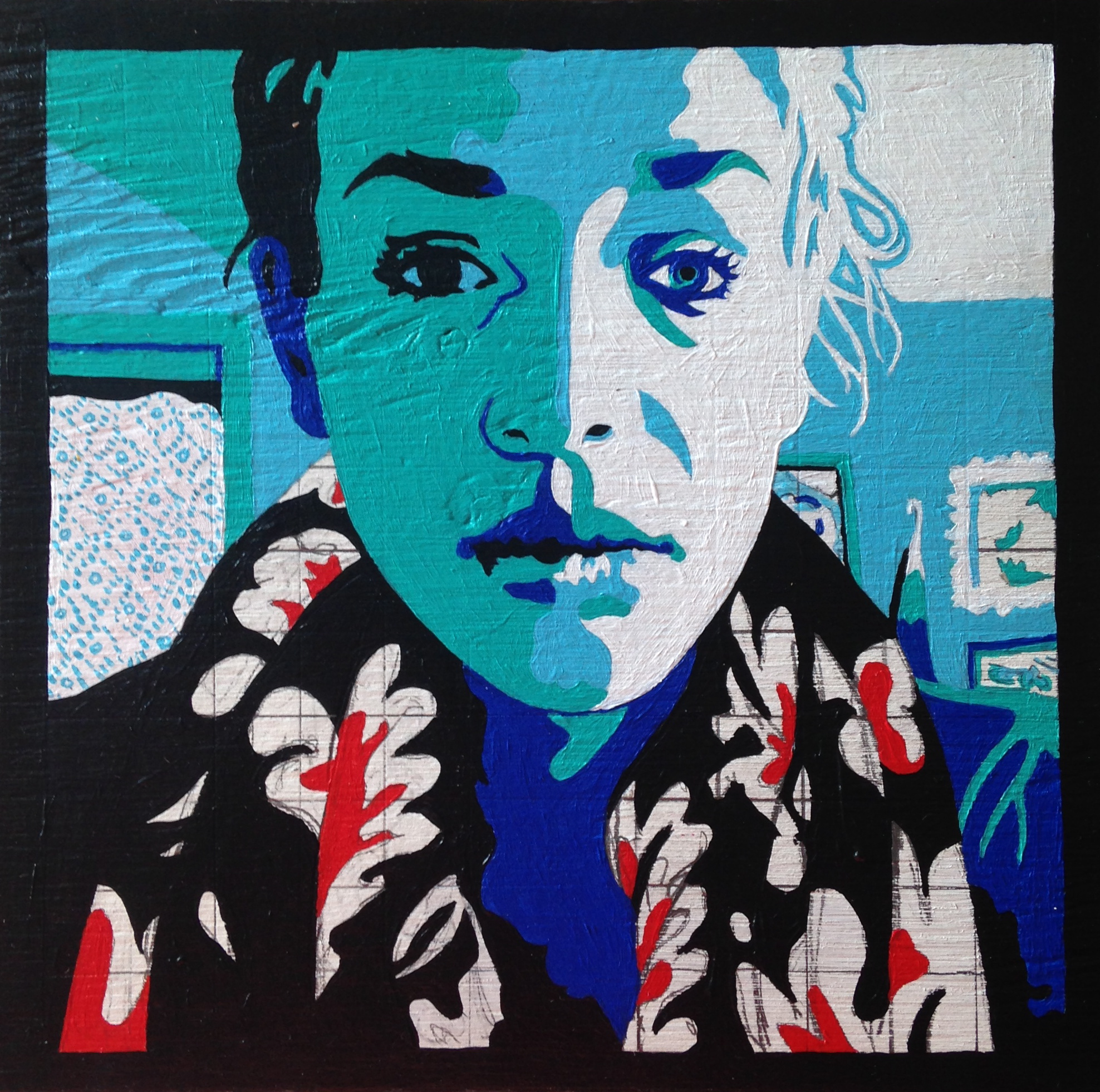 Nine Panel Grid Face-on Self Portrait