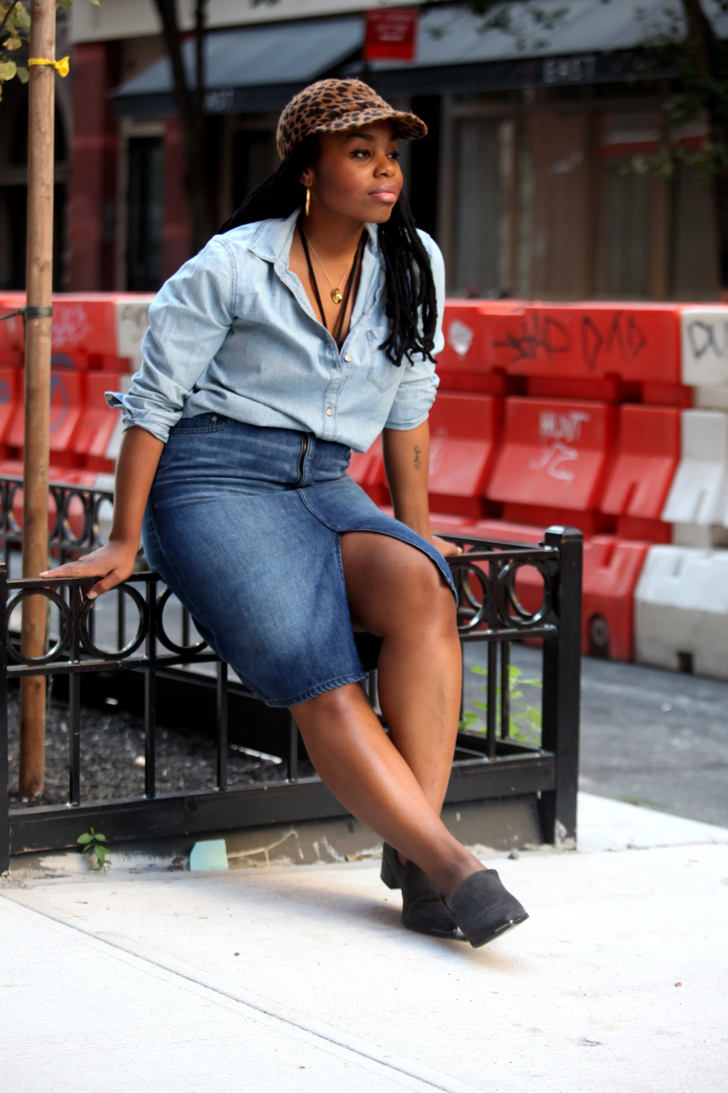 Hat: Nasty Gal, Top & Skirt: The Gap, Bikini top: Mara Hoffman, Shoes: Dolce Vita