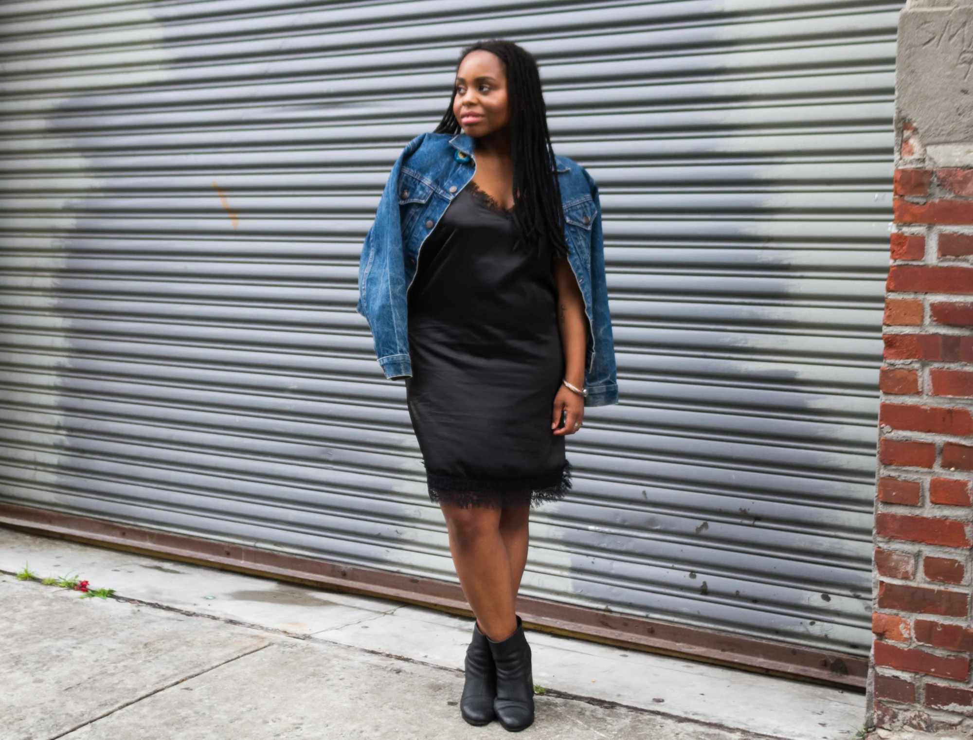Dress: Asos, Boots: Rag & Bone , Jacket: Vintage Levis, Choker: Bree Lyane Photography by Simone Hamilton Make Up: Faces by Brie
