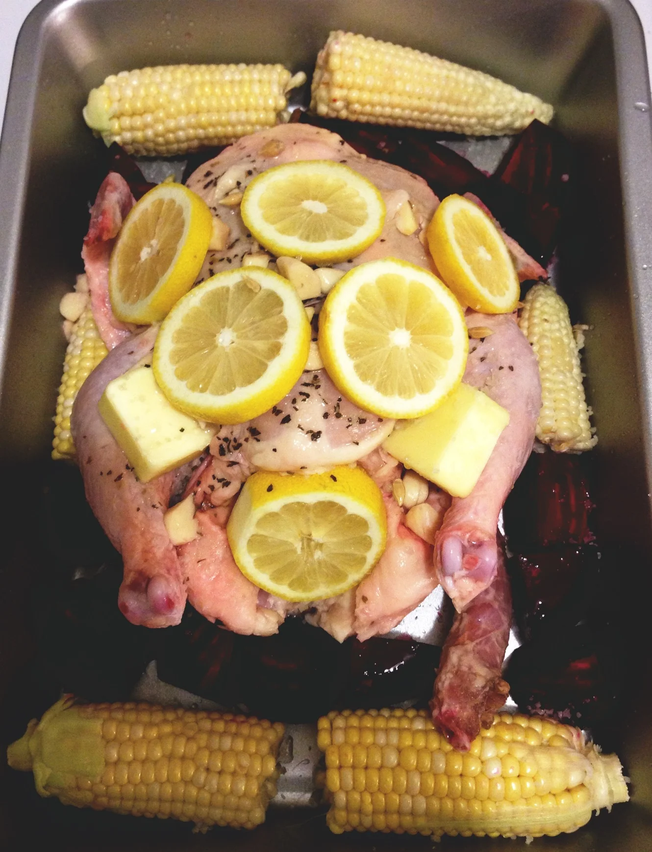 Beets & Corn (and probably Salmonella since it's raw)