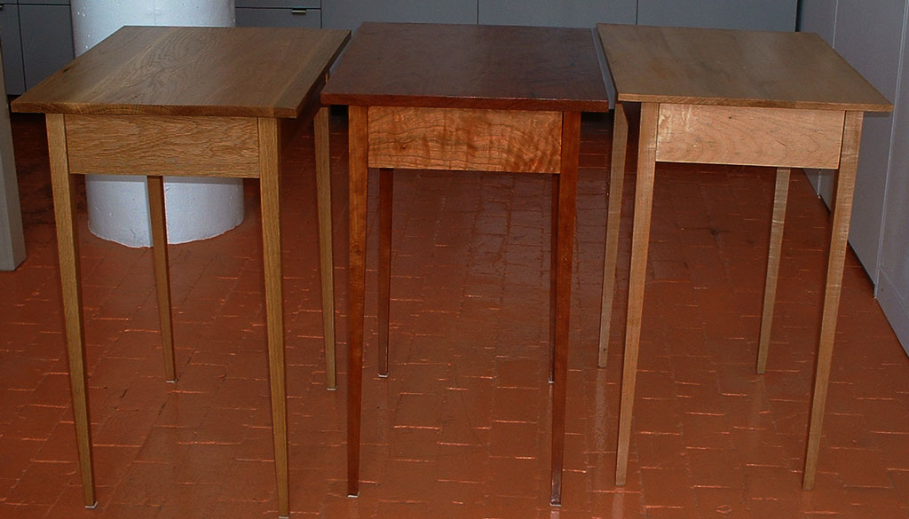 Tables "Shaker": chêne, merisier, érable