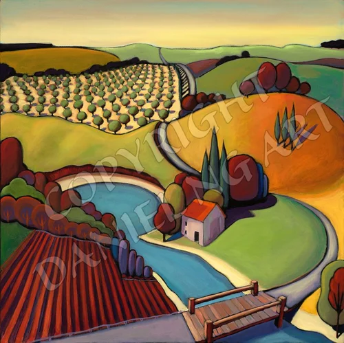 Daniel NG 油絵 ( Village Tuscany) LANDSCAPES — Daniel Ng