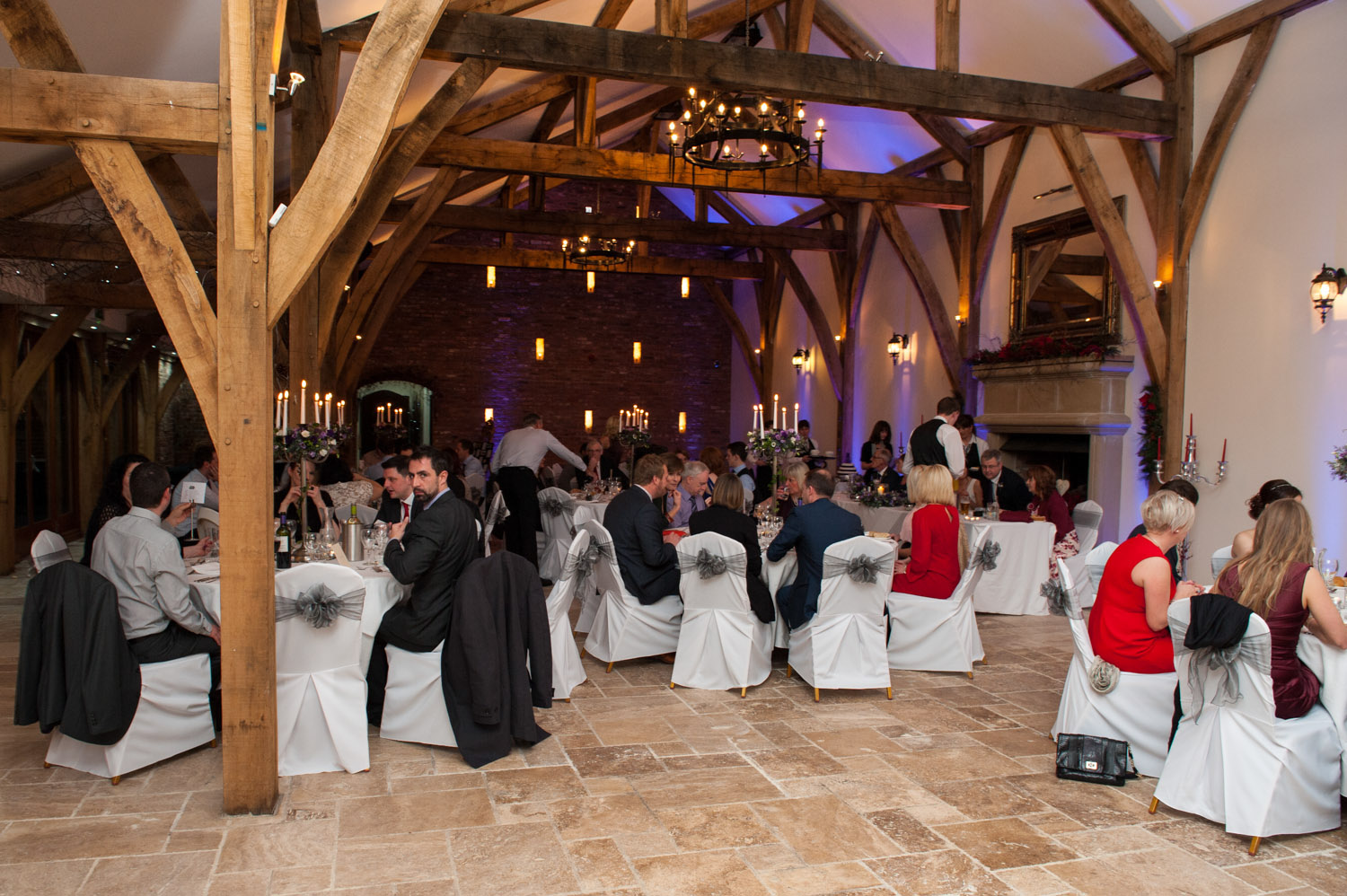 The great hall at Swancar Farm winter wedding
