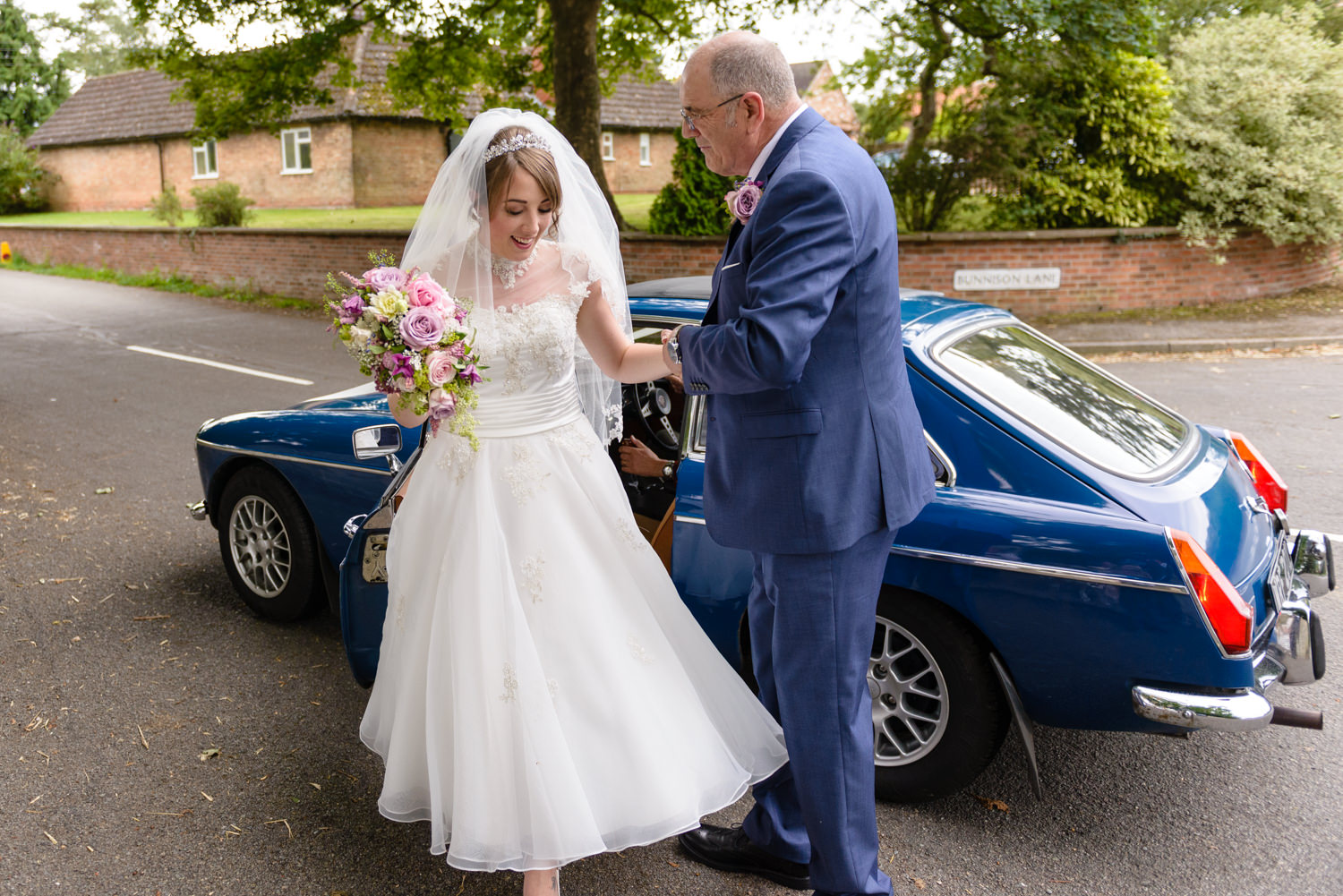 Bride and father at Langar Hall wedding