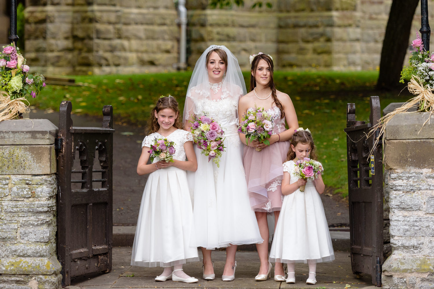 Bride and bridesmaids at Langar Hall wedding