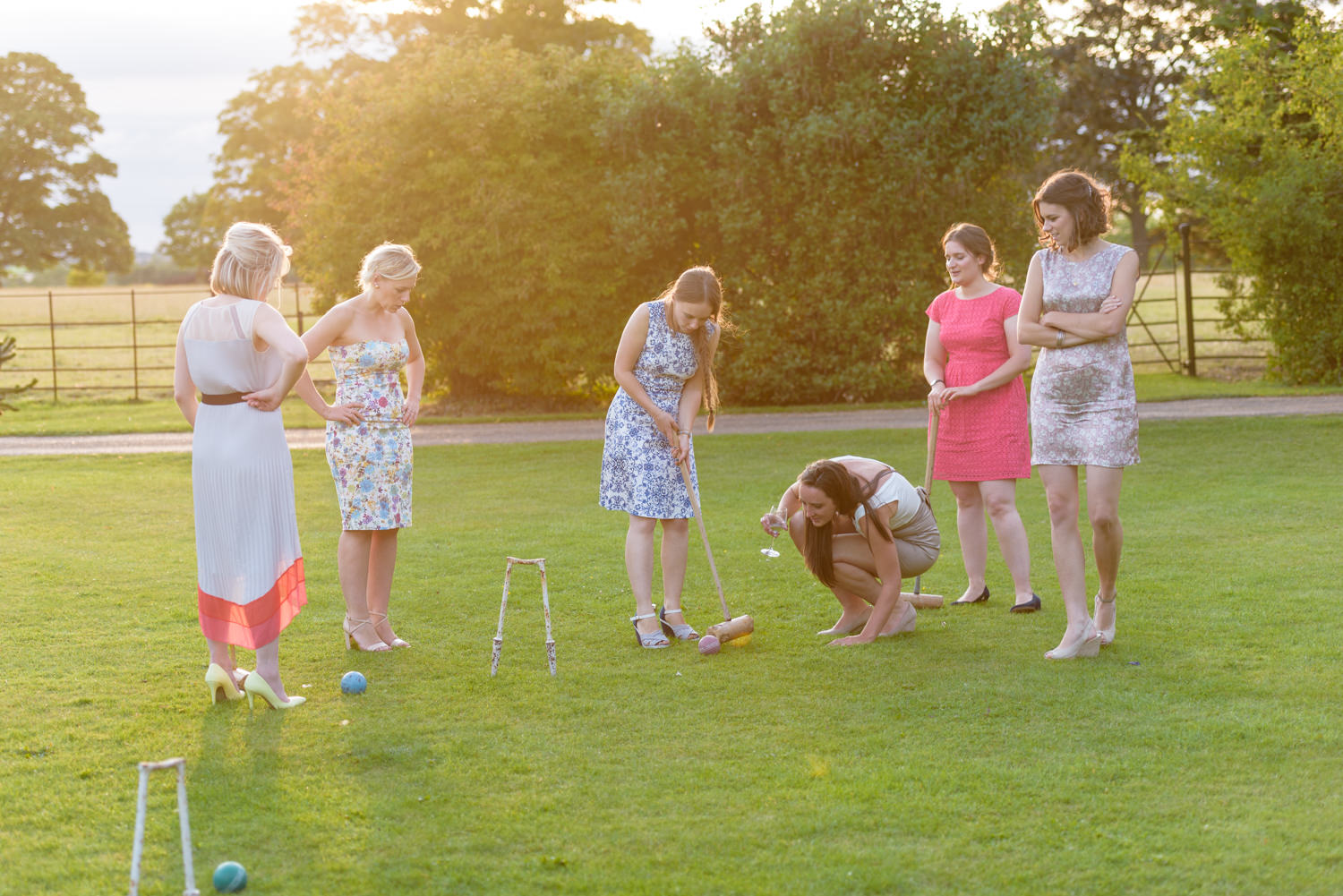 croquet on the lawns at Langar Hall wedding