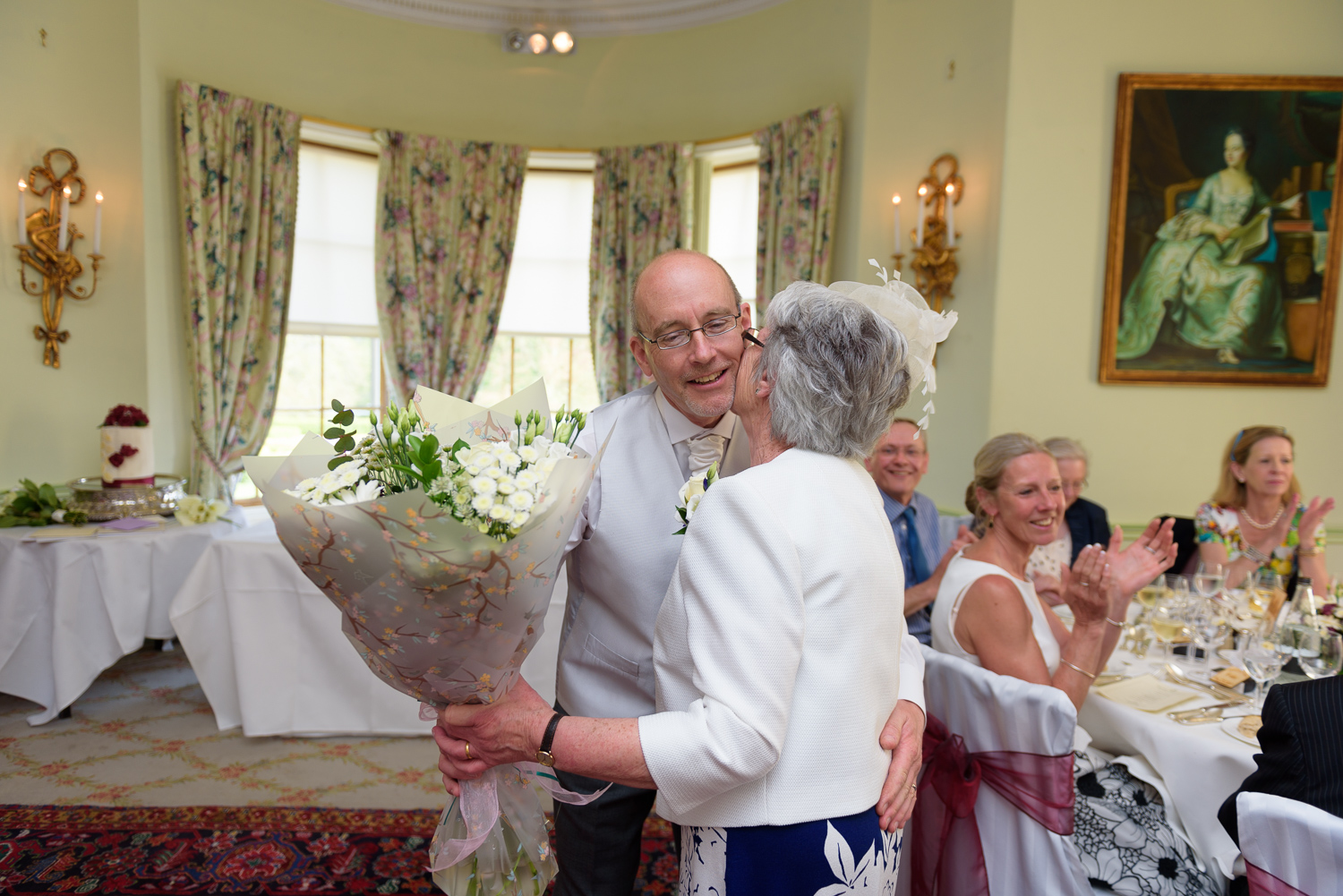exchanging gifts at hassop hall wedding