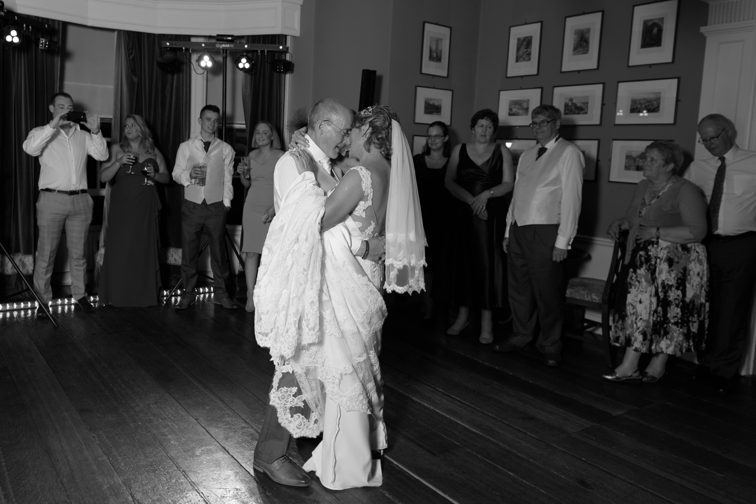 bride and groom first dance at hassop hall