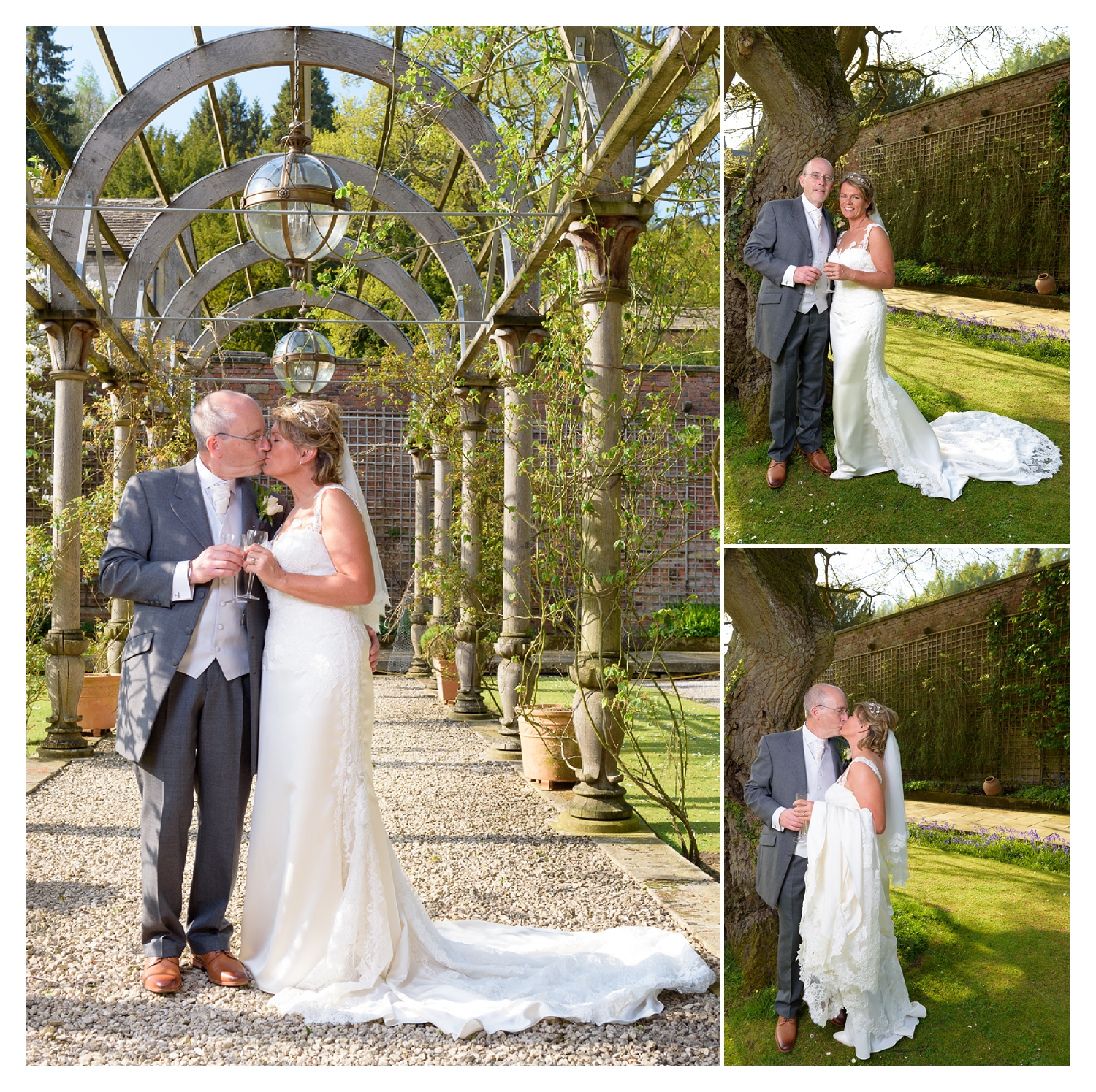 bride and grrom portrait at hassop hall wedding