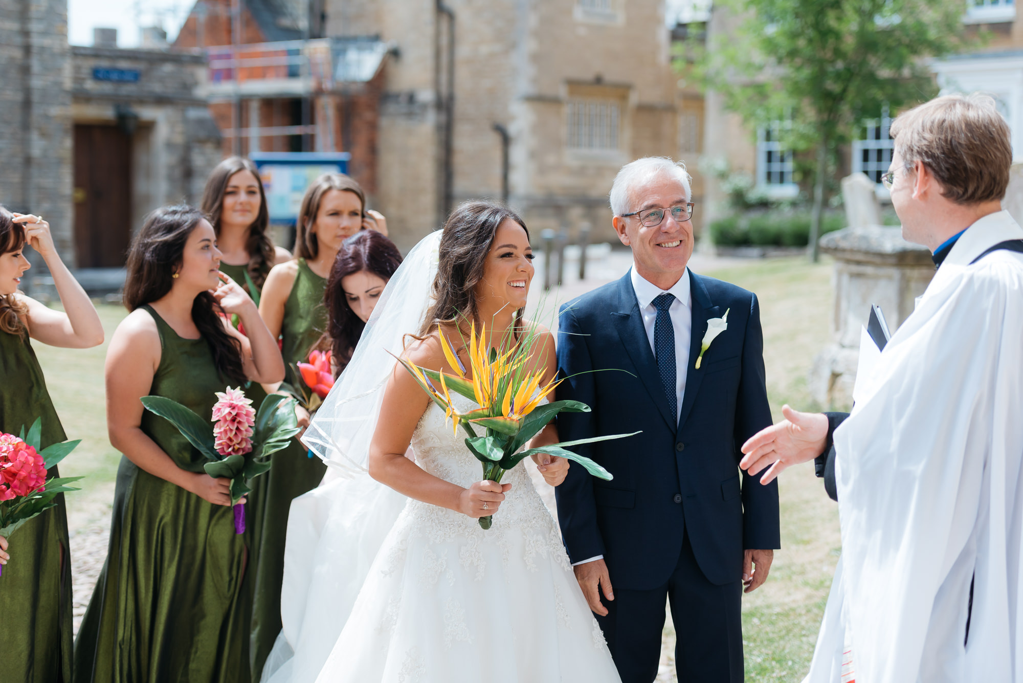 Bride arrives at St Peters Church in Oundle