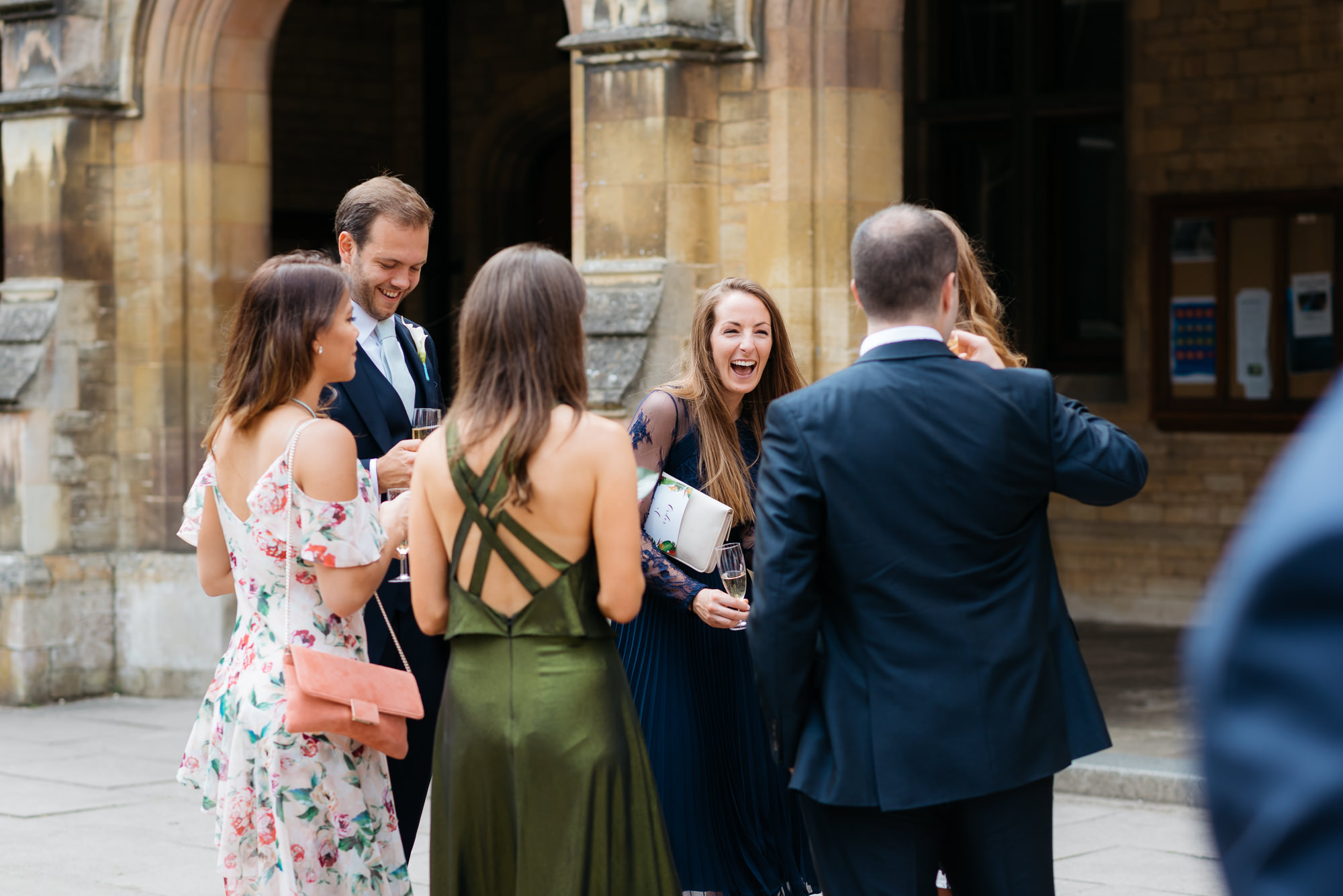 Wedding guests at Cloisters wedding in Oundle