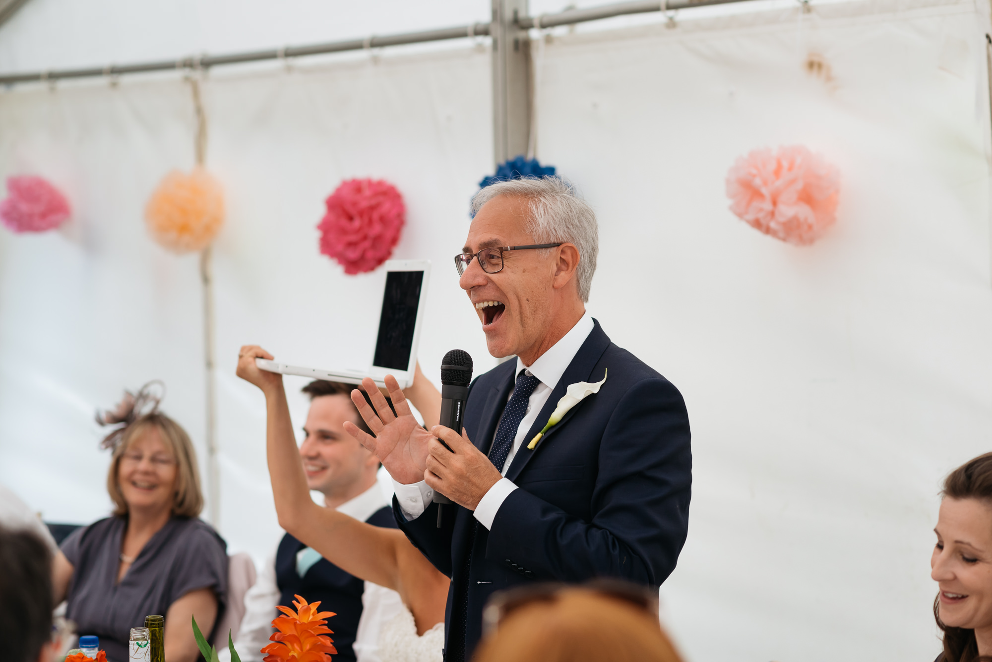 Wedding speeches at Oundle marquee wedding