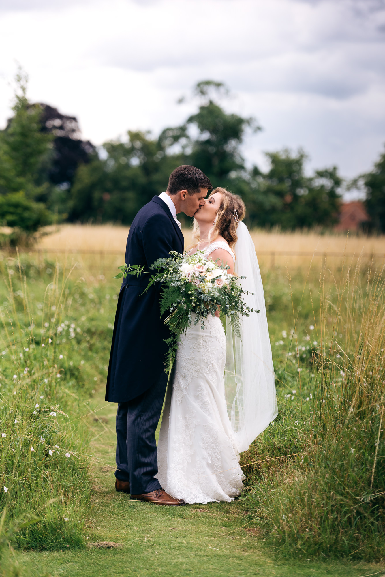 Bride and groom portrait at Narborough Hall Gardens Wedding