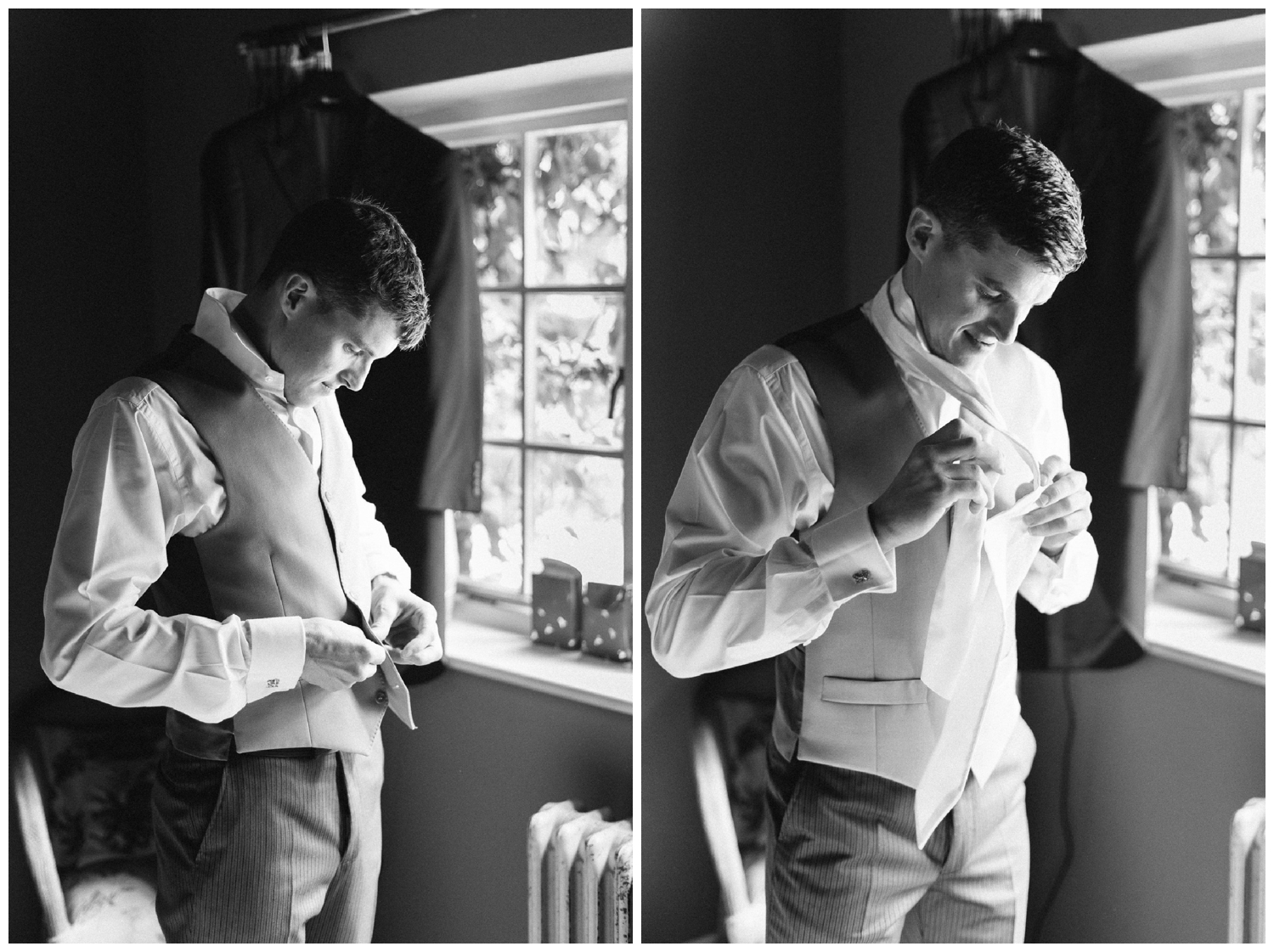 Groom prep at Narborough Hall Gardens Wedding