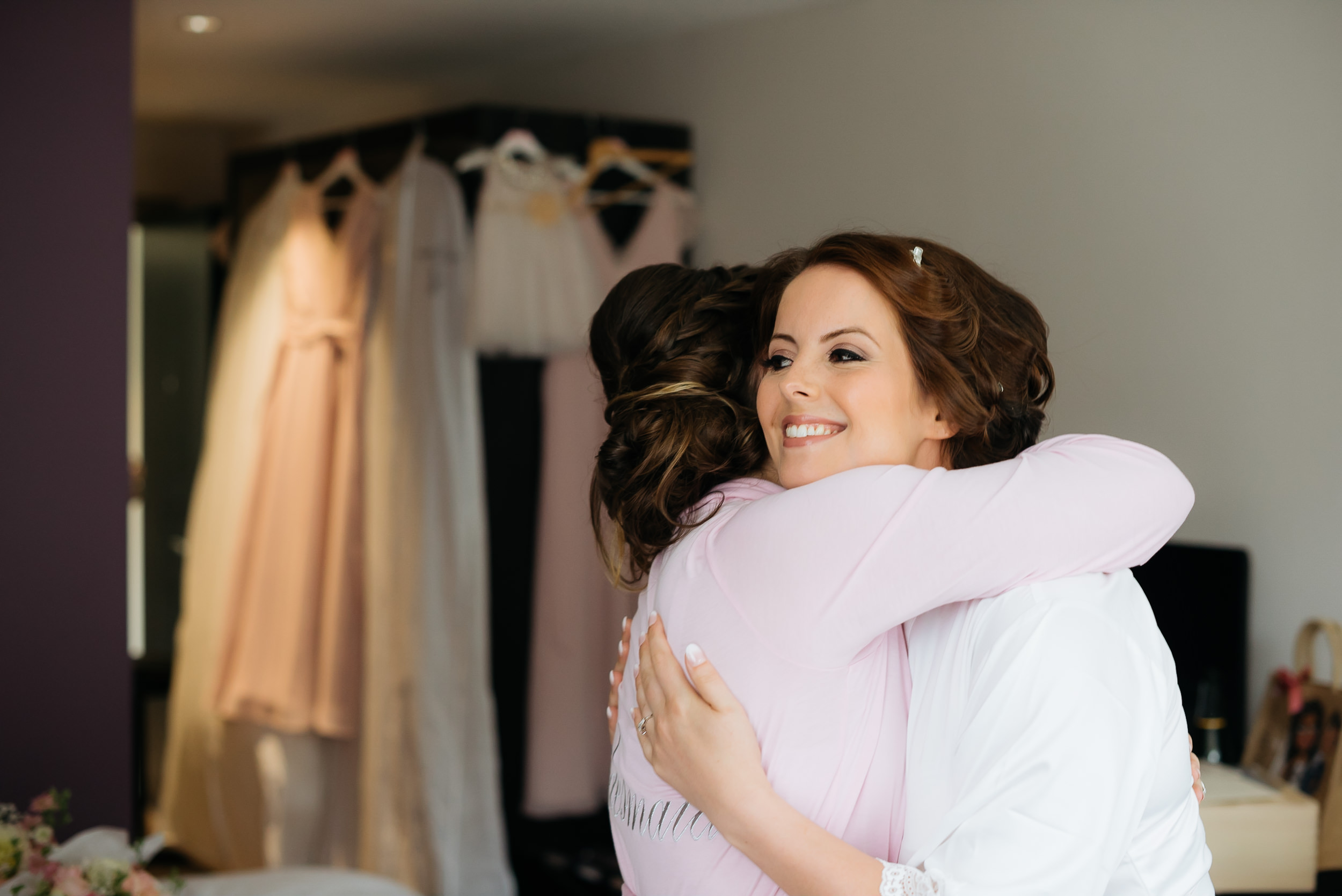 Bride hugging