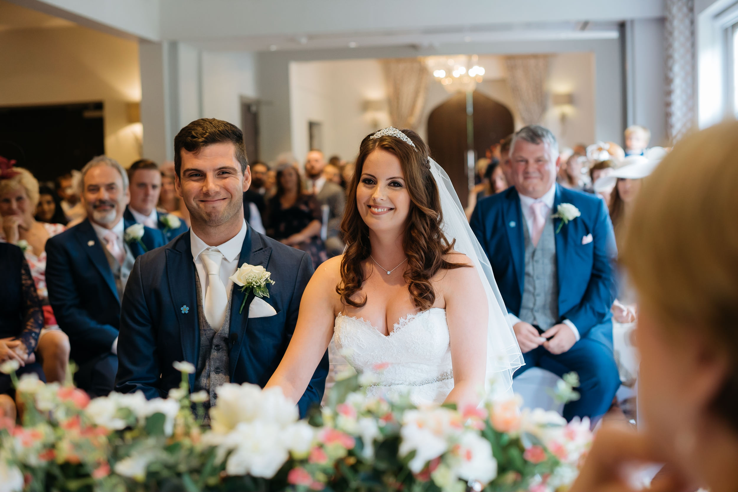 bride and grrom during their wedding ceremony at Hogarths Hotel in Solihull