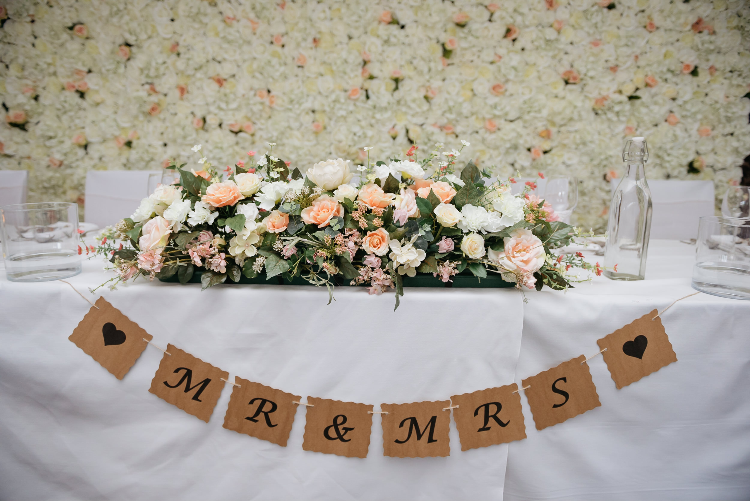 wedding flowers on the top table