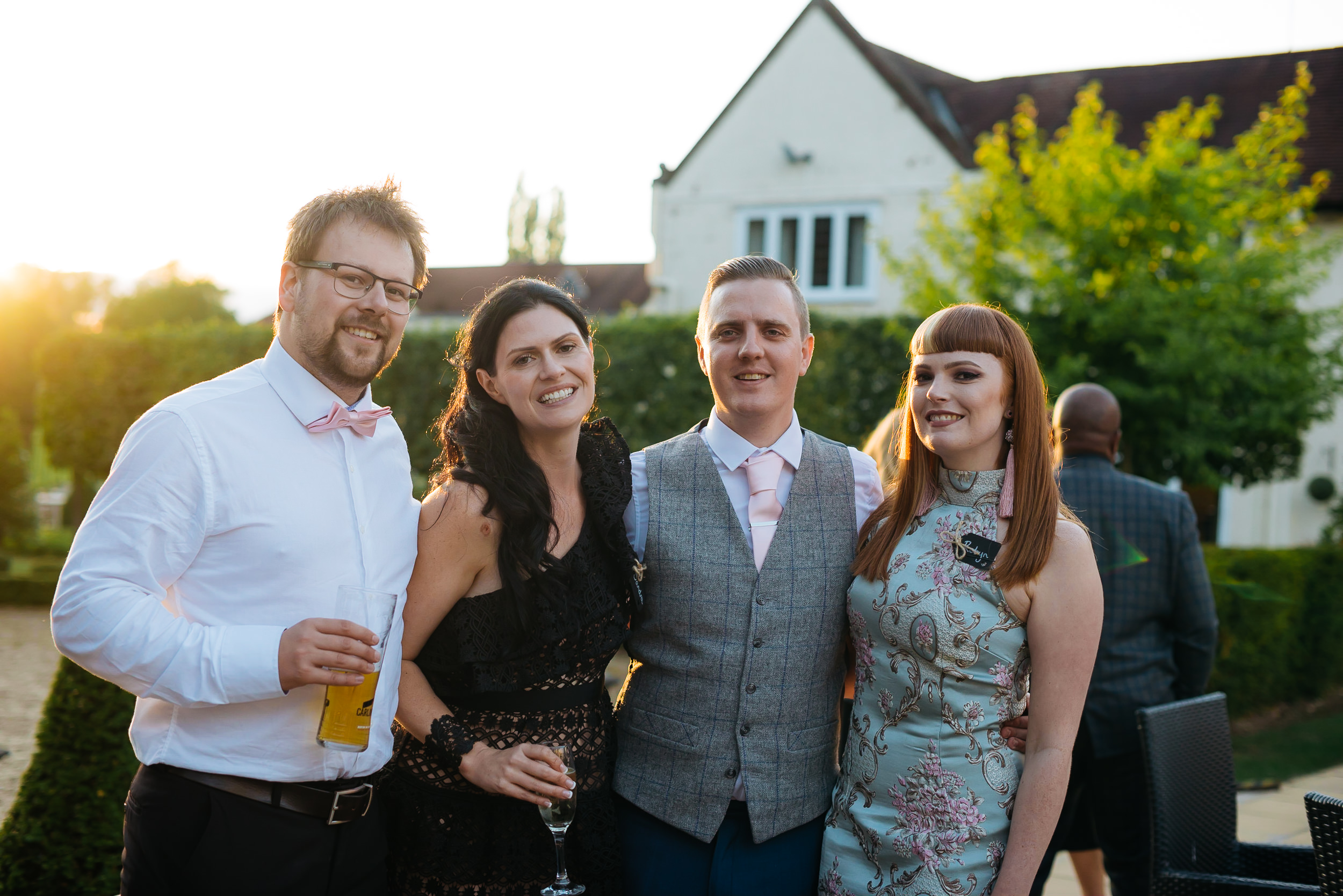 posed photograph of wedding guests