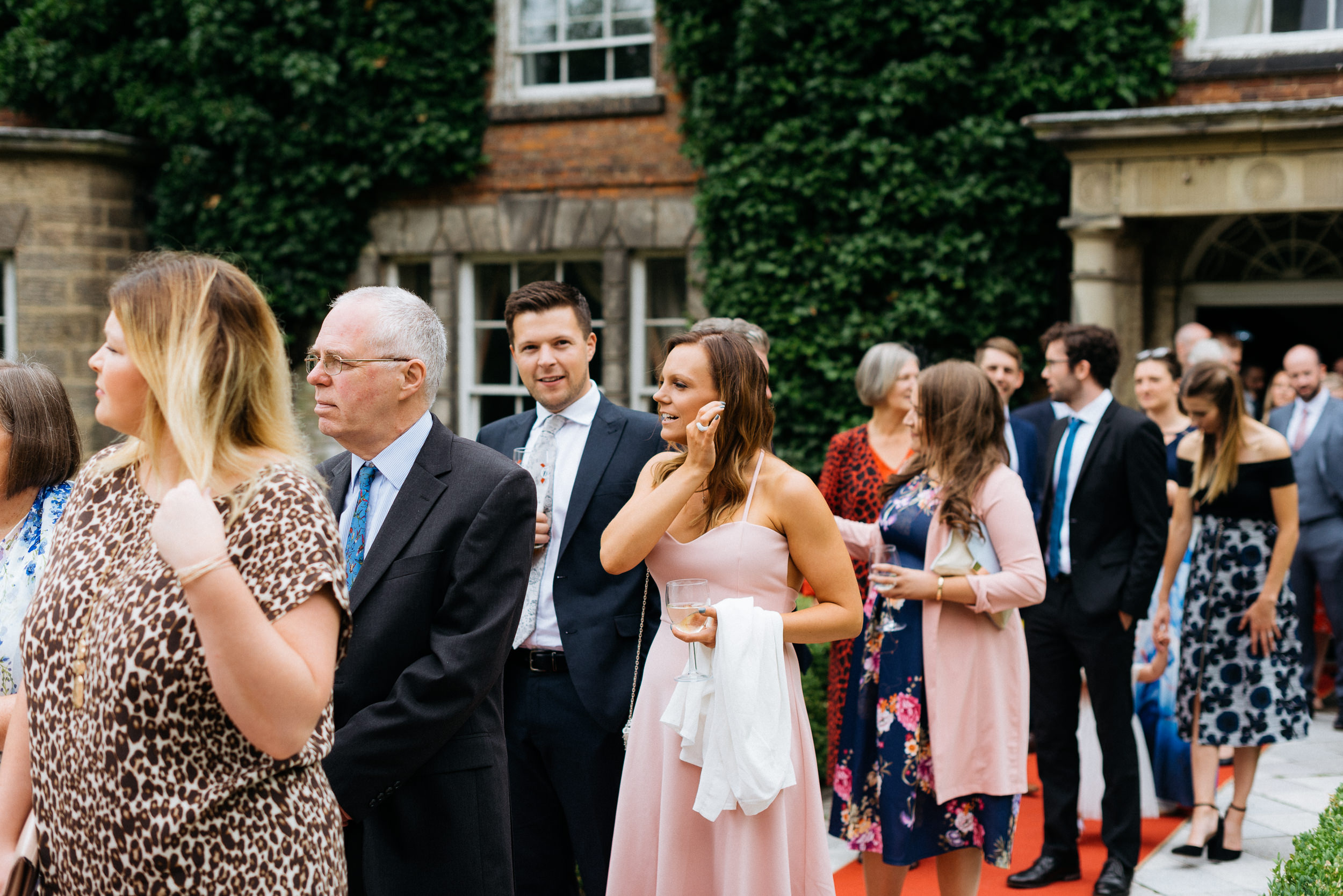 Wedding guests at Risley Hall