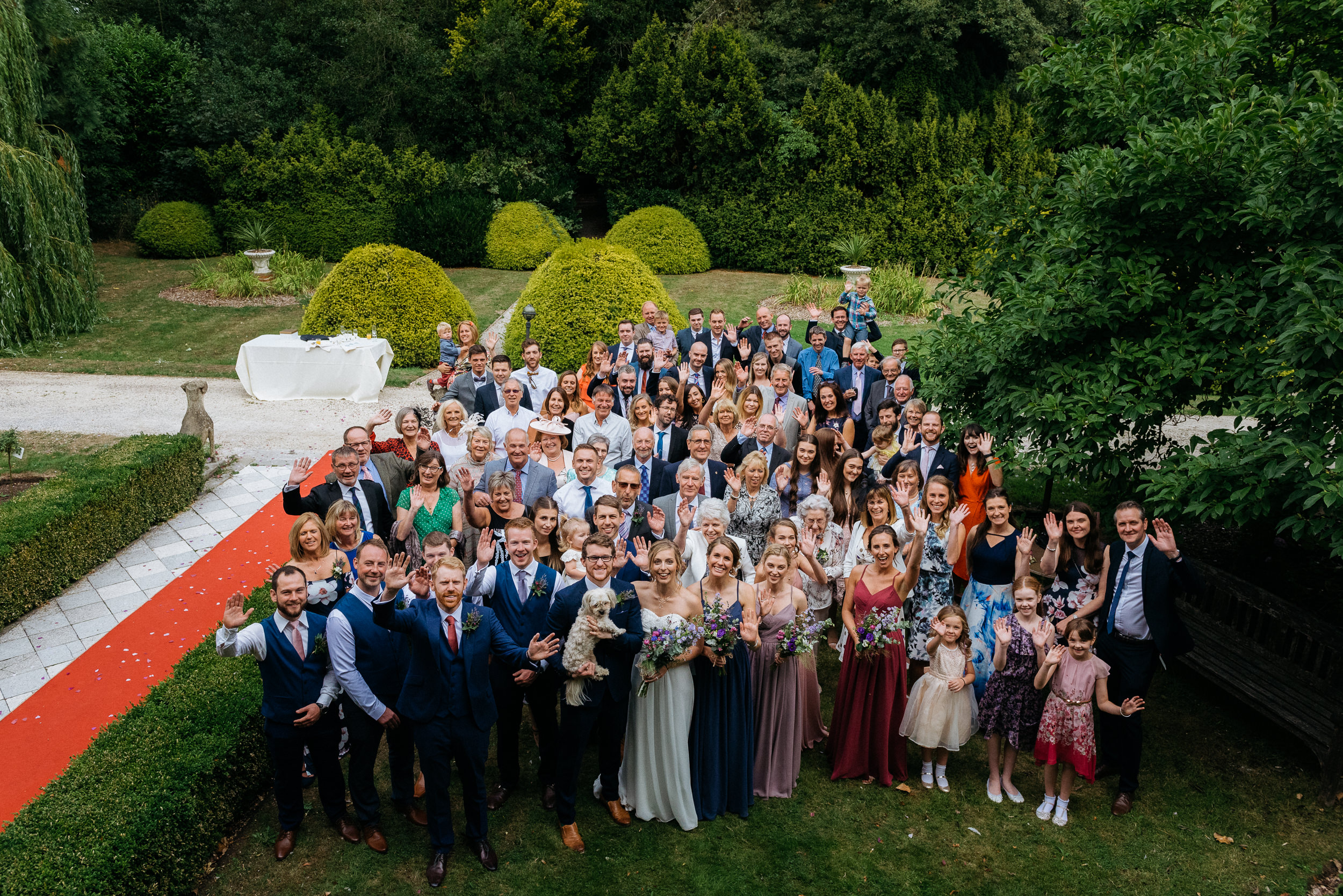 Group shot of at the guests at Risley Hall