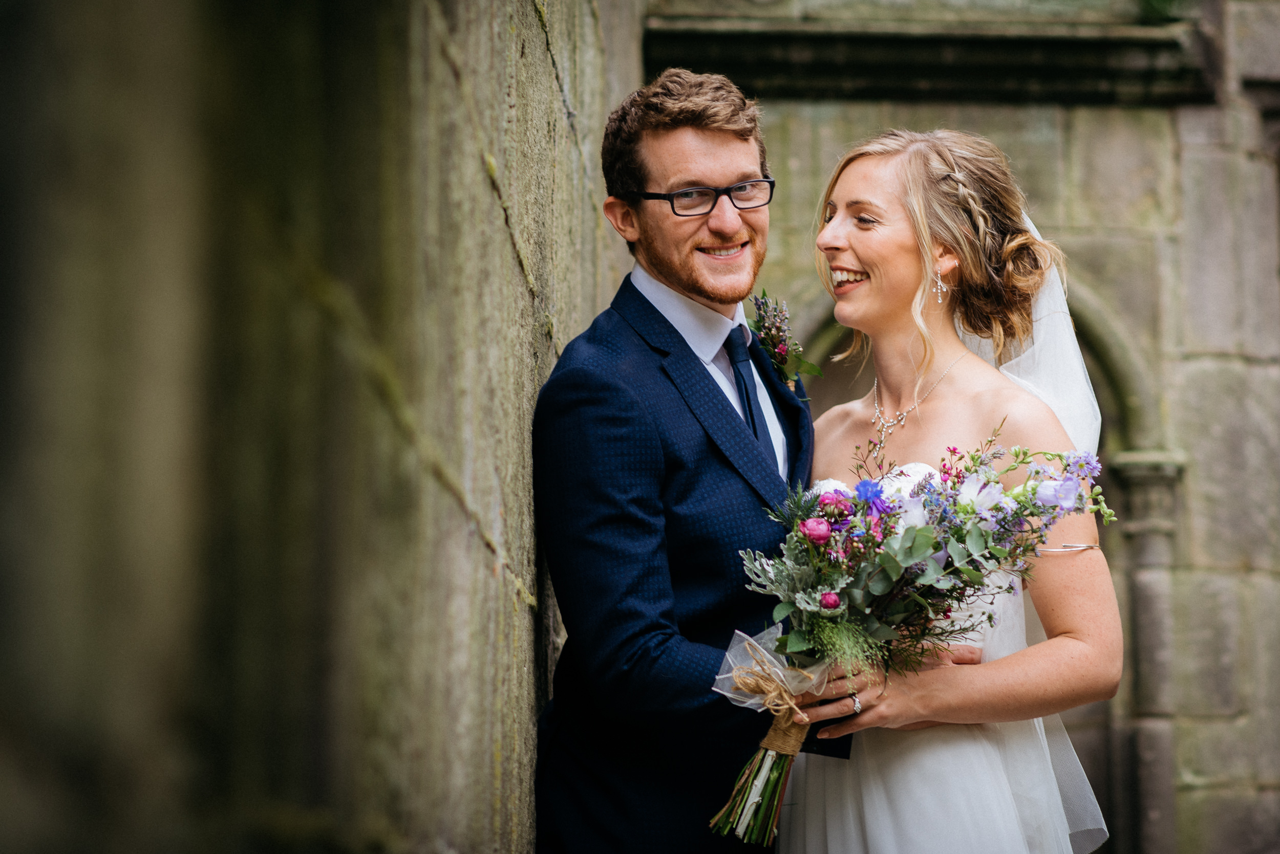 Bride and groom in the gardens