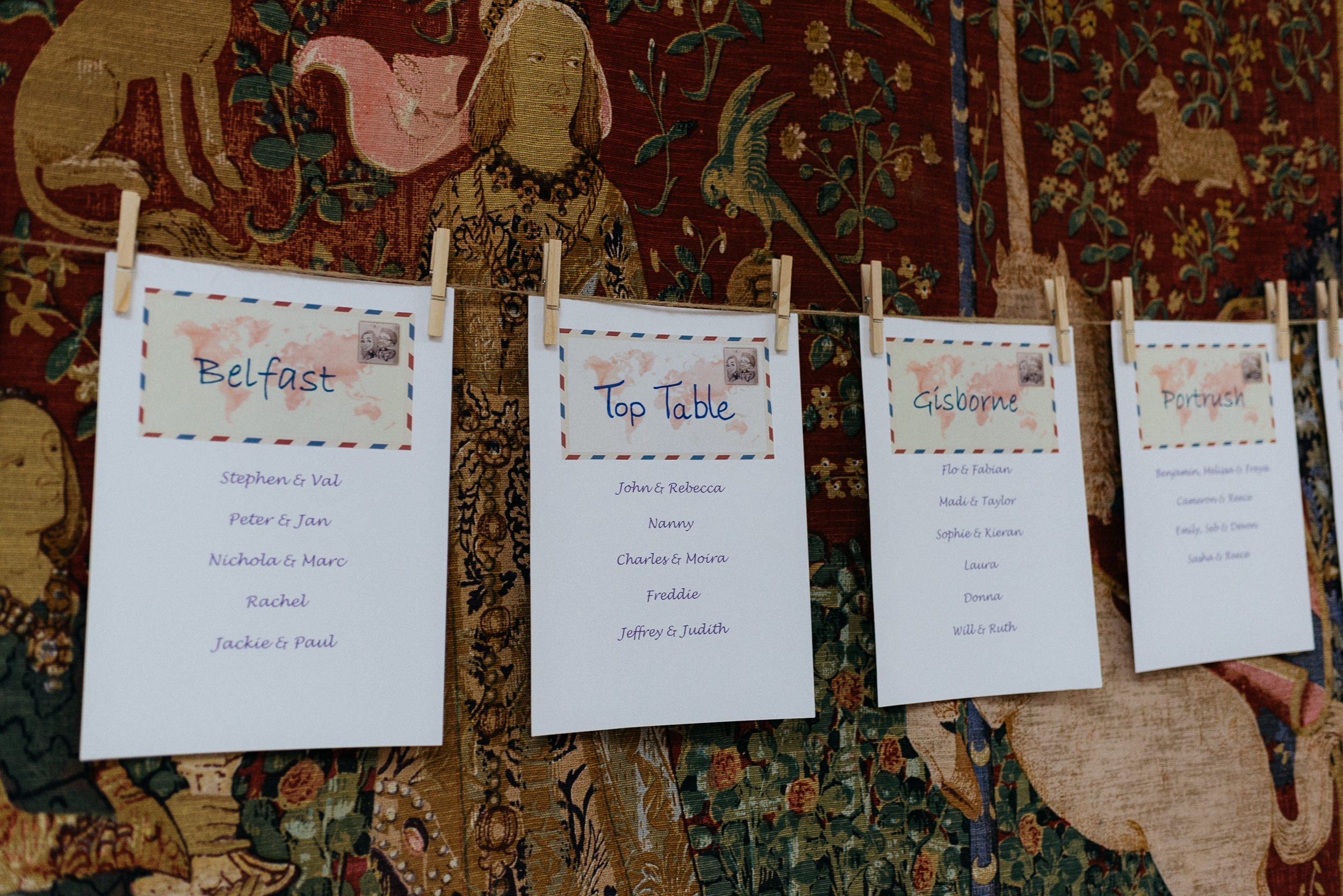Table plan at Risley Hall