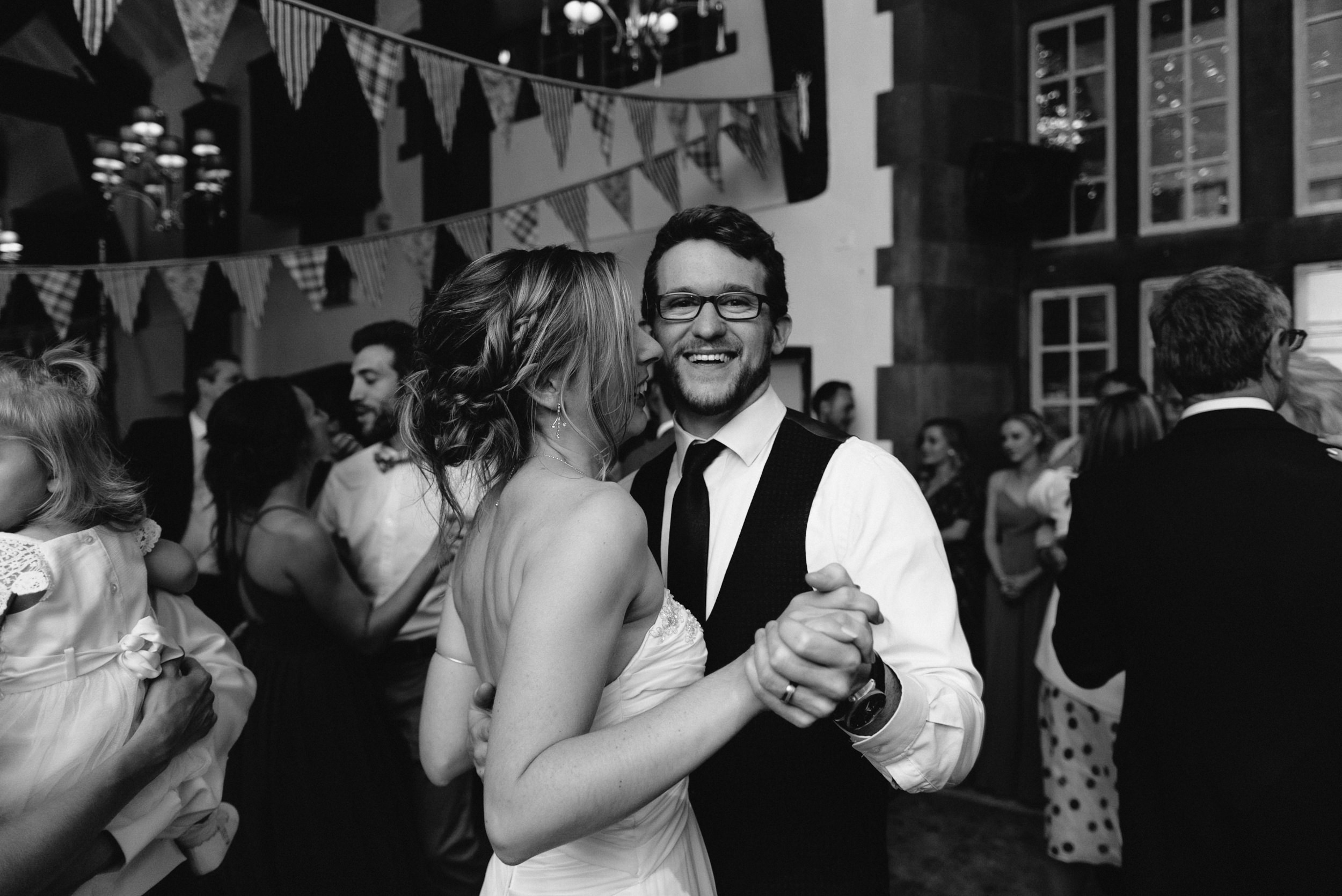 bride and groom dancing