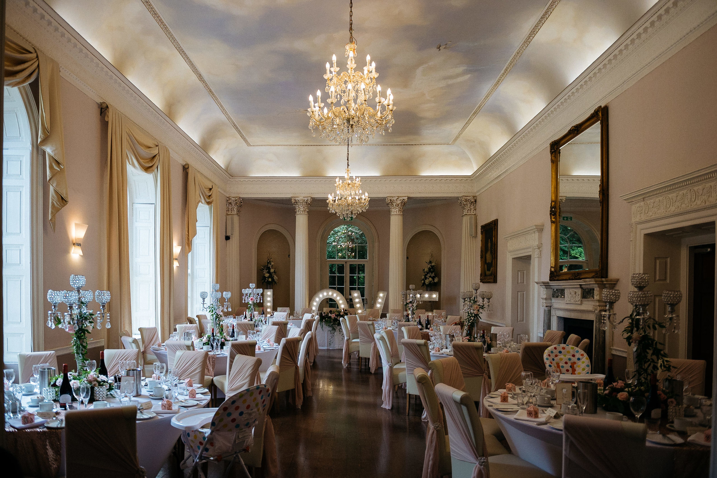 Wedding reception room at Colwick Hall wedding