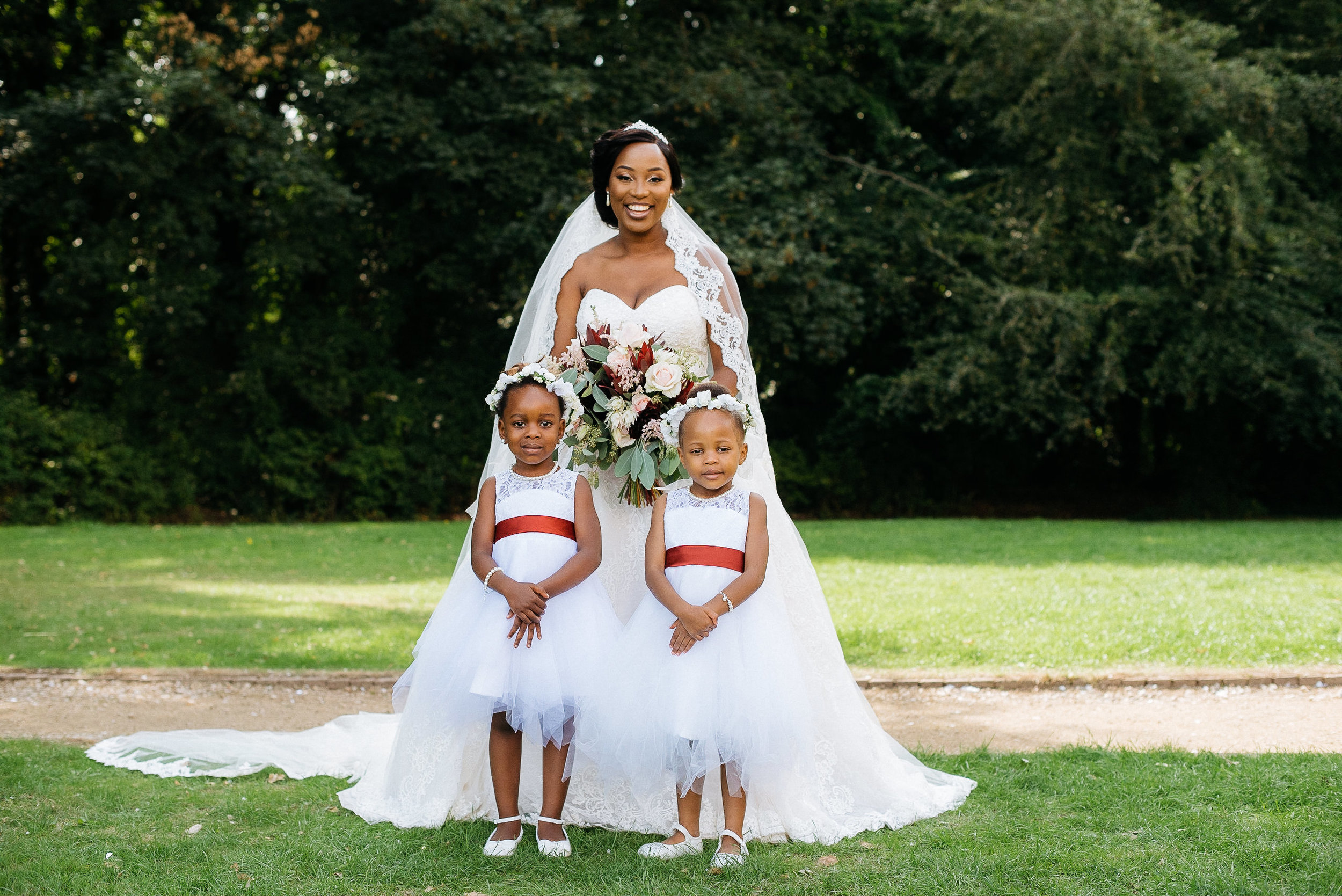 bride and her flower girls